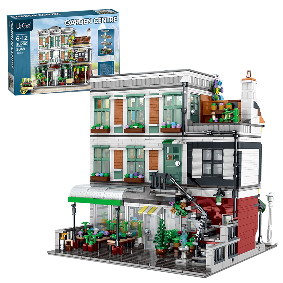 PHYNEDI Street View Flower Shop & Garden Center Building Blocks - 3,648-Piece DIY Architecture Model Kit Compatible with Lego | Educational Construction Toy for Adults & Kids | Home Decor, Gift Idea, Creative Play