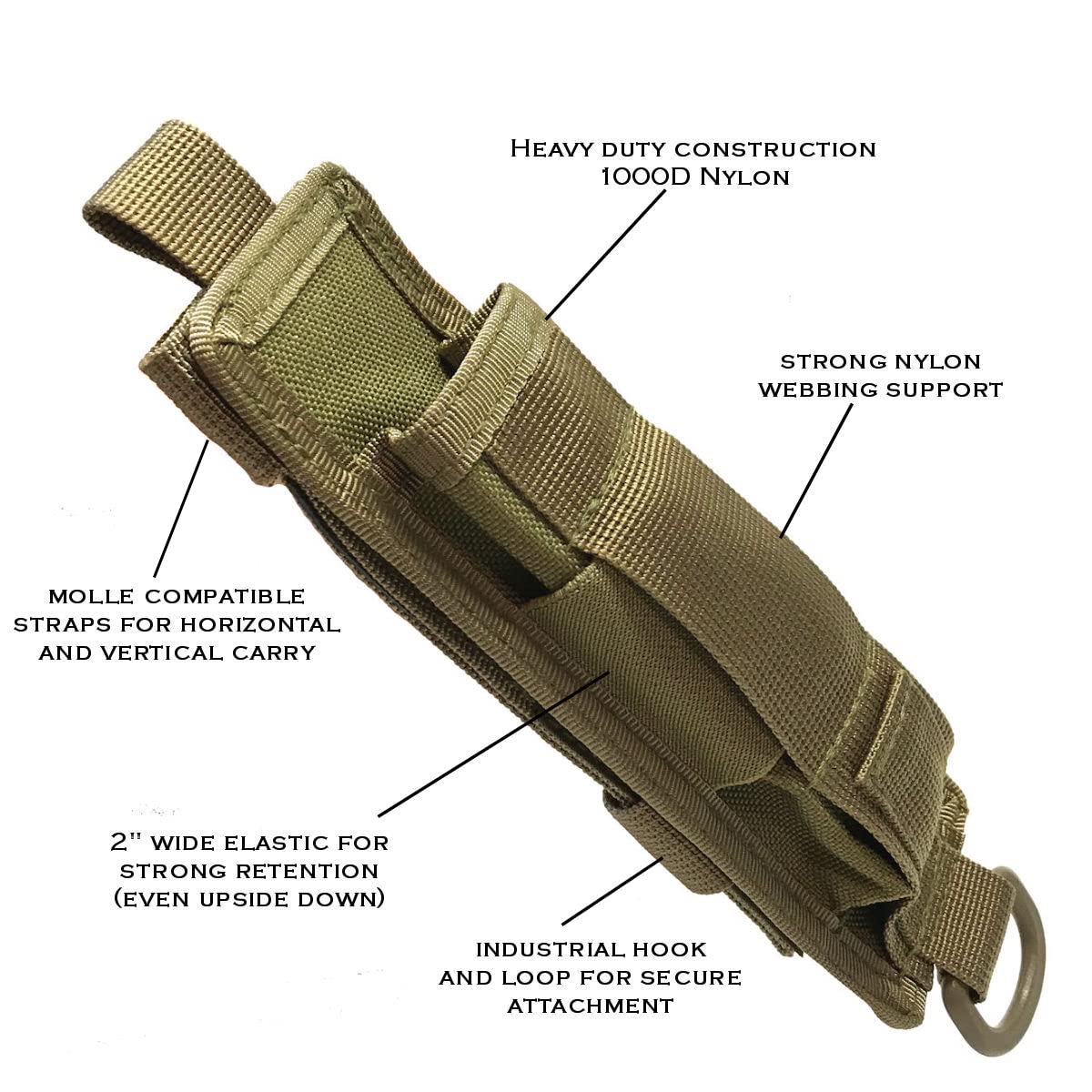 Tactical MOLLE Baton Holder Pouch - Compatible with Expandable Batons & Flashlights - Perfect for Police Duty, Security Work & Outdoor Adventures