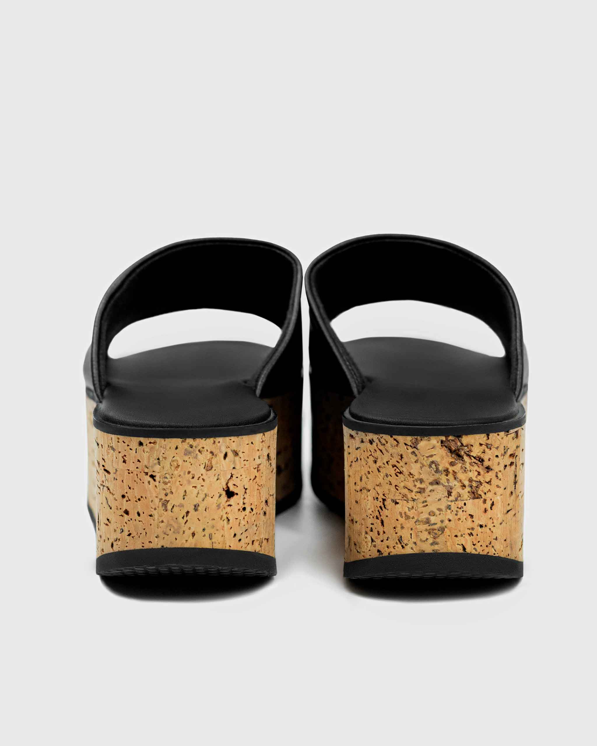 Geigi Women's Vegan Leather Cork Platform Sandals - Black | Comfortable & Stylish for Summer Outfits, Beach, and Casual Wear