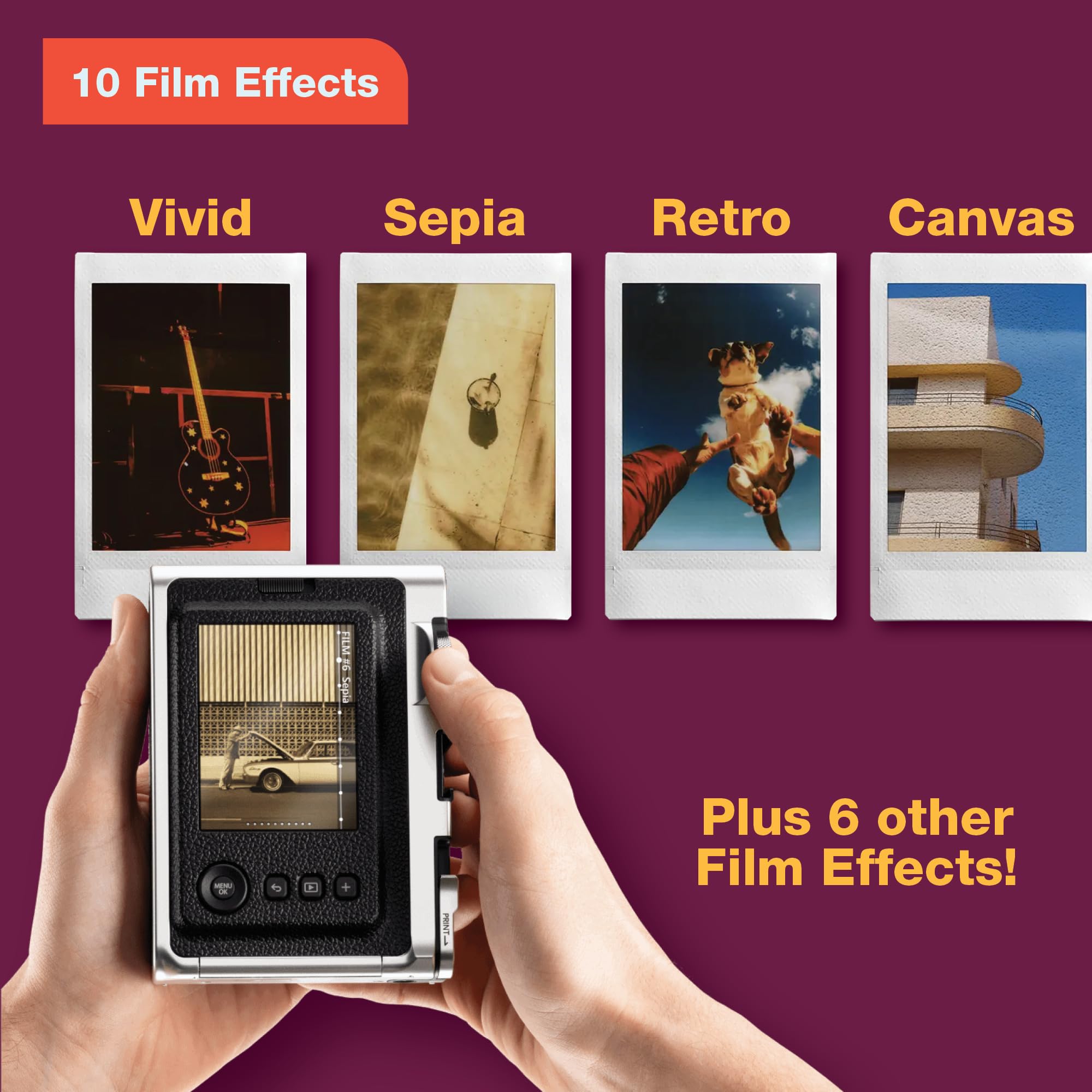Fujifilm Instax Mini EVO Instant Hybrid Camera (Brown) with Leather Case - Perfect for Travel, Parties & Instant Photo Printing