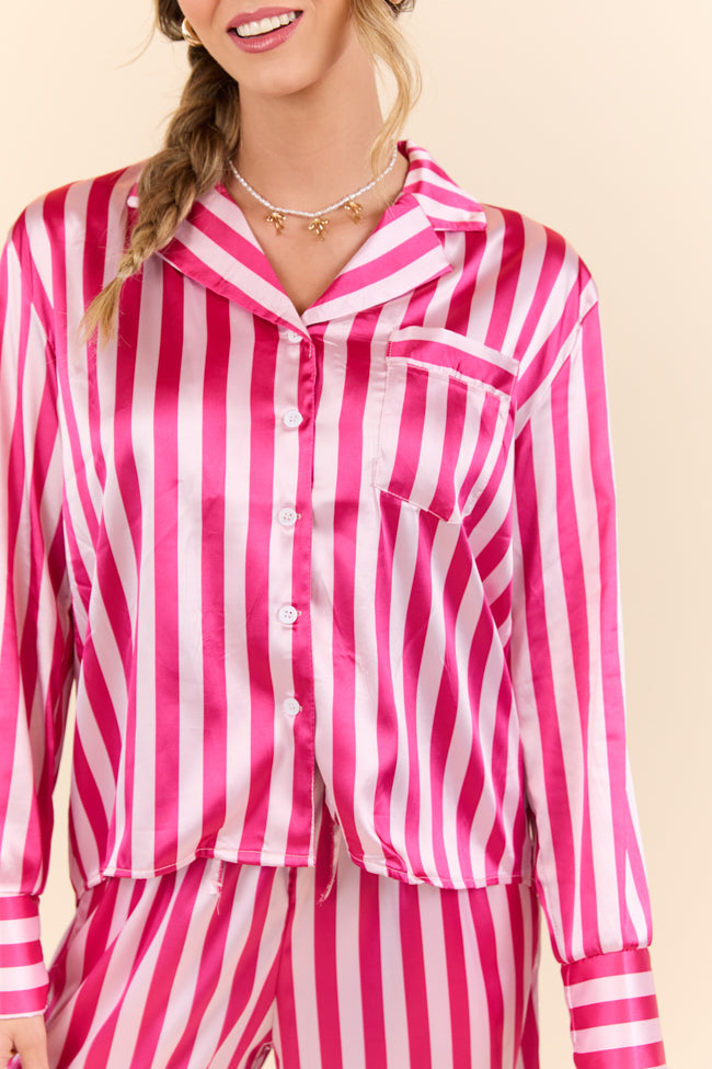 That's Our Secret Women's Striped Satin Pajama Set - Soft & Comfortable Sleepwear for Women - Perfect for Relaxing at Home, Sleepovers & Gift Giving