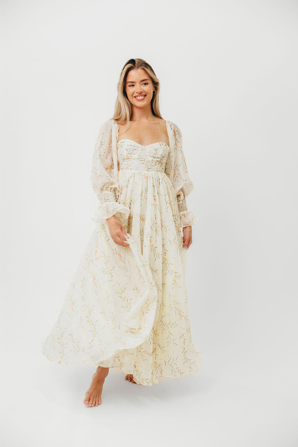 Ryder Grace Maxi Dress in Cream - Elegant Long Flowy Summer Dress for Women, Perfect for Beach, Wedding & Vacation | Lightweight & Comfortable