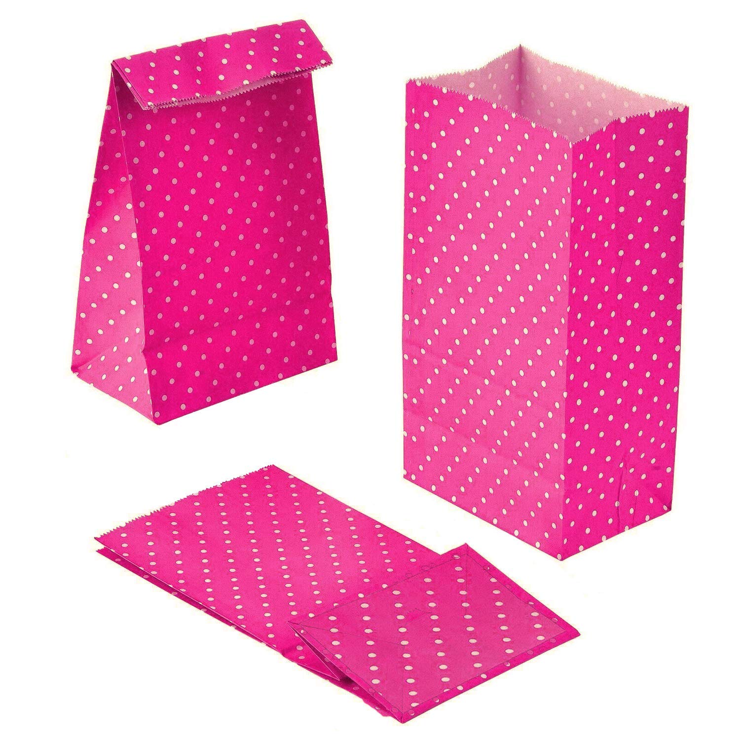 Onwon® 24-Piece Gift Dot Paper Bags - Flat Bottom Lunch Bags, Grocery Bags, Party Favor Bags for Candy, Crafts & Gifts - Perfect for Birthday Parties, Baby Showers & Holiday Treats
