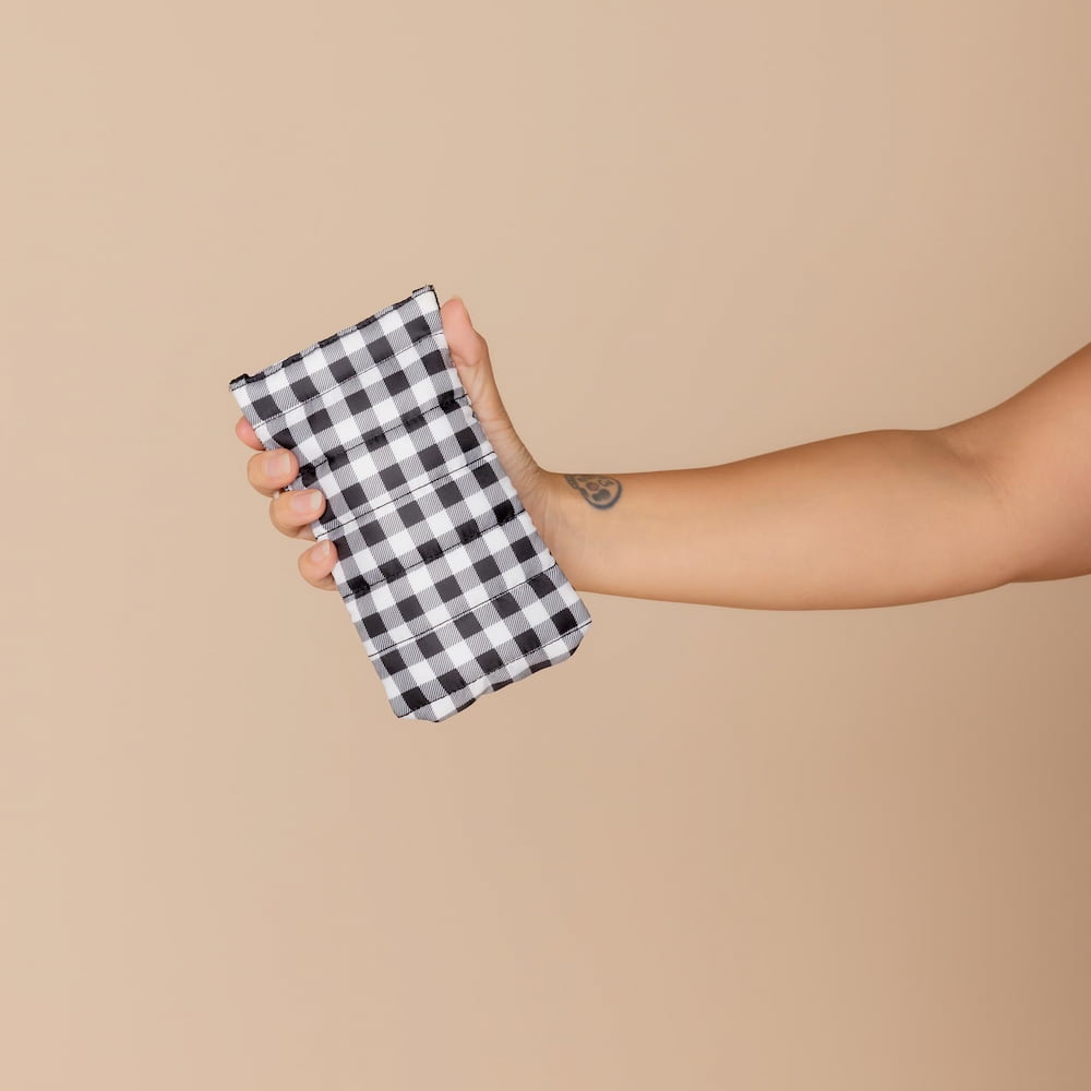 Easy Squeezy Glasses Case - Black Gingham Pattern Protective Eyewear Holder for Travel, Work & Daily Use