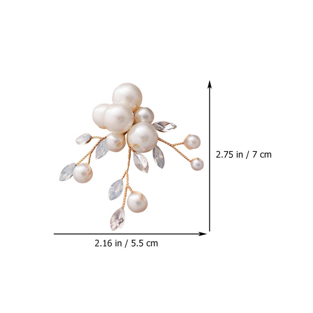 Holibanna 1 Pair Pearl Shoe Clips - Rhinestone Crystal Bridal Shoe Buckles, Decorative Flower Shoe Charms for DIY Floral Shoe Decoration - Perfect for Wedding, Party, Prom & Evening Shoes Accessories