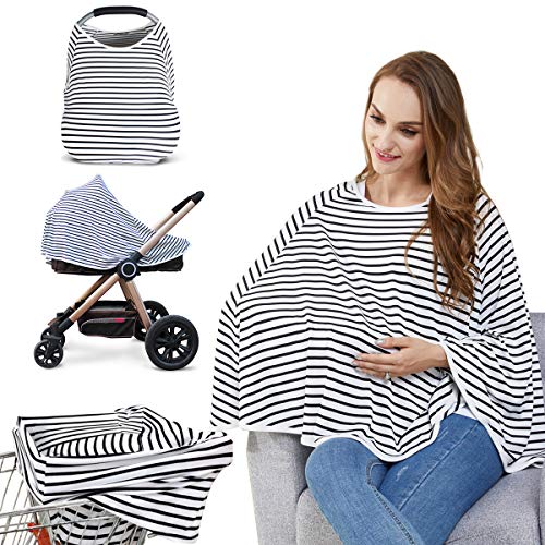 Nursing Cover & Poncho - Multi-Use Baby Car Seat Canopy, Stroller Cover | Breastfeeding Privacy & Baby Shower Gift for Boys & Girls