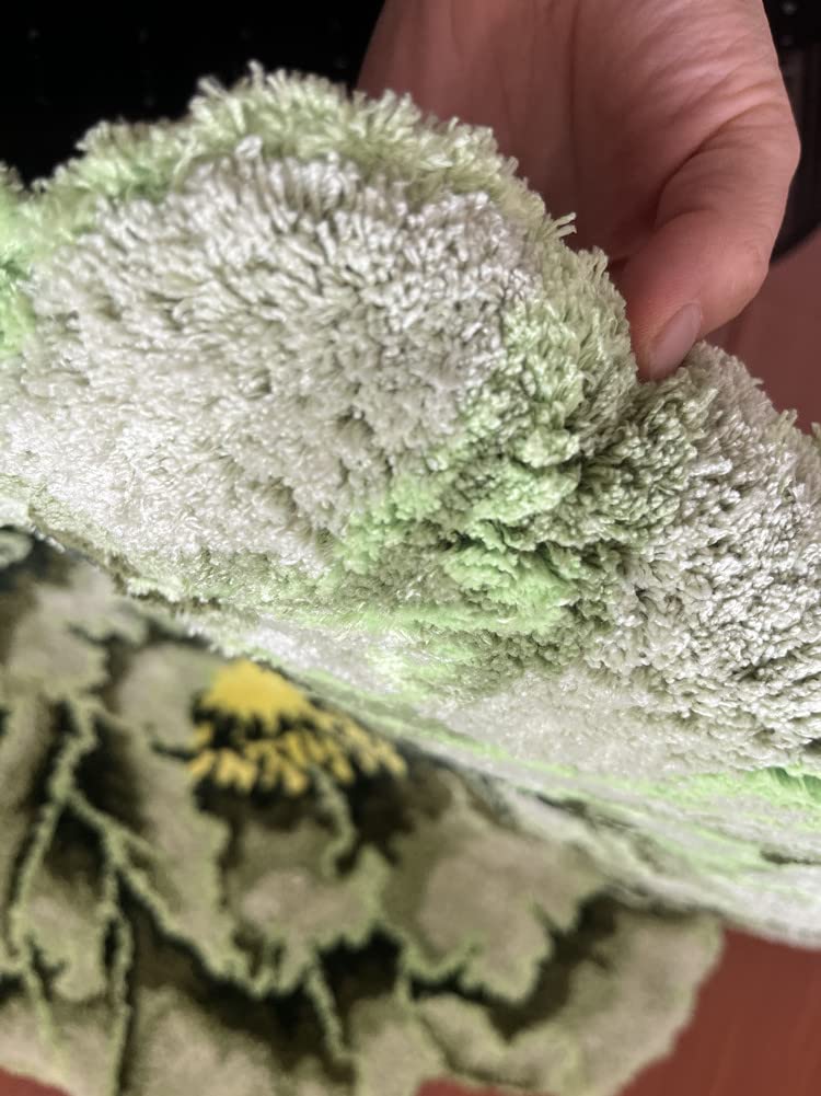 Green Peony Flower Shaped Rugs - Non-Slip Fluffy Area Rug for Bedroom, Kitchen, Bathroom & Living Room | Soft Plush Floral Decor Mat for Home, Bath & Floor