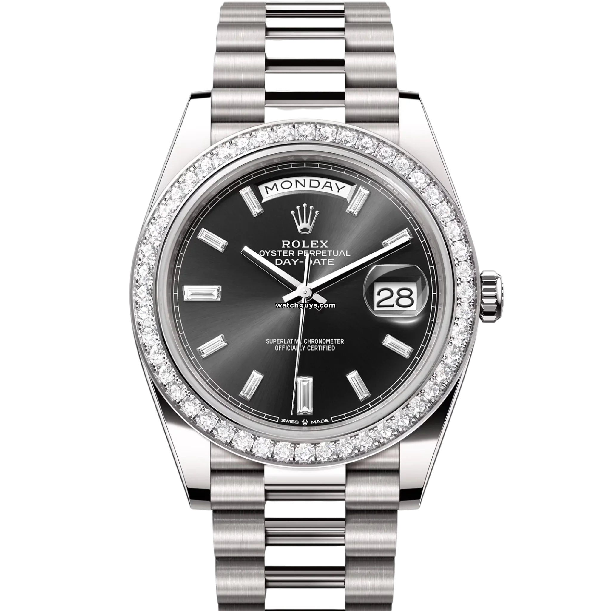 Luxury Rolex Day Date 228349RBR Diamond Watch for Men - 18K Gold & Diamond Bezel - Perfect for Formal Events & Business Meetings