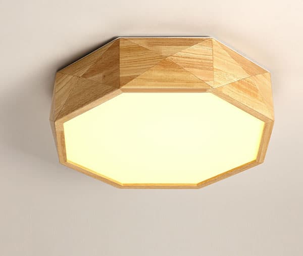 Havano Wooden Octagon Geometric Ceiling Lamp - Modern Handcrafted Wood Lighting for Living Room, Bedroom, and Dining Room