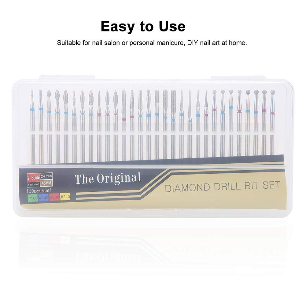 30Pcs Professional Nail Drill Bit Set for Manicure & Pedicure - Cuticle Cleaner, Dead Skin Remover, Nail File Accessories - Perfect for Nail Salons, Home Use & DIY Nail Care