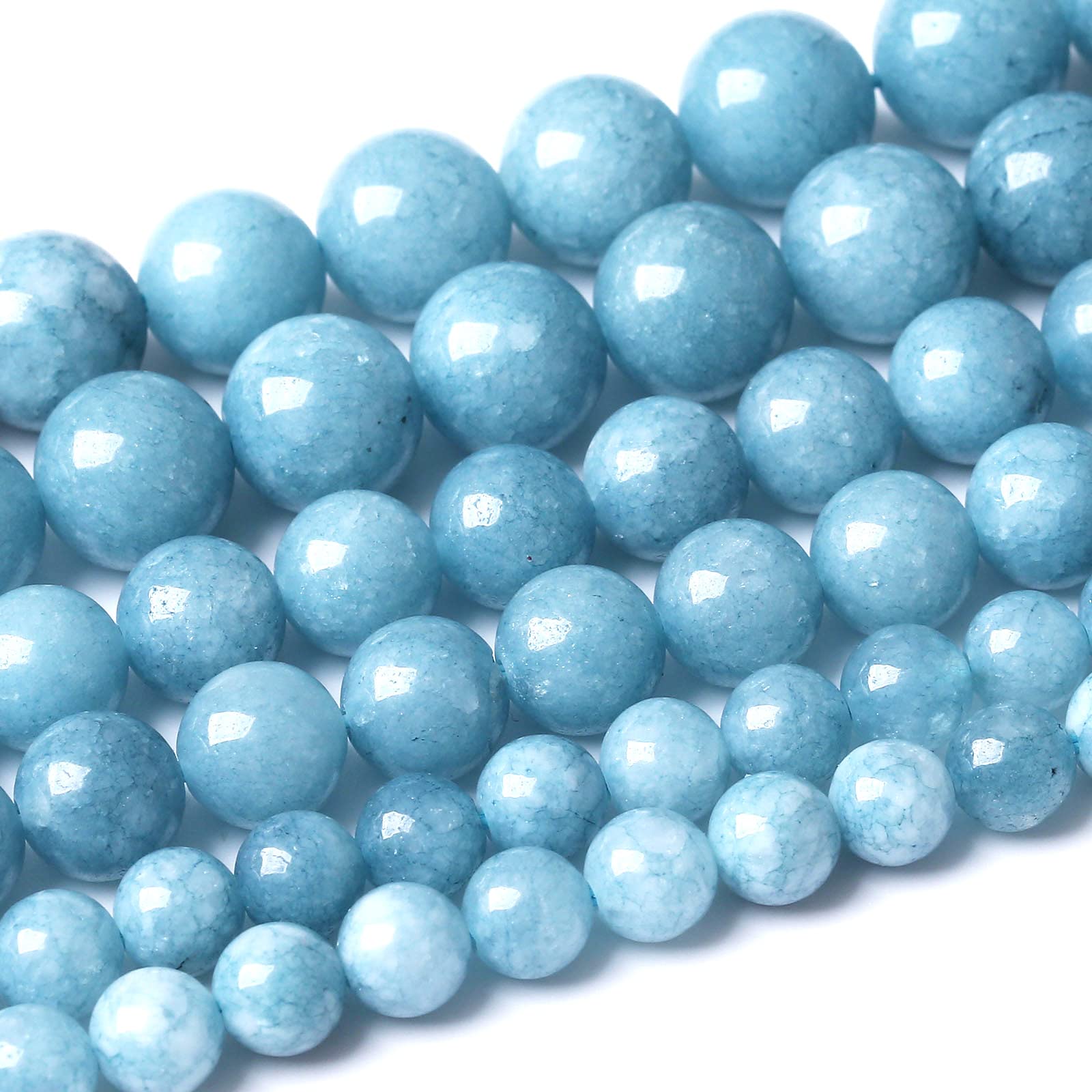 Blue Chalcedony Natural Stone Beads - 60PCS 6MM Round Loose Beads for Jewelry Making, DIY Bracelet & Necklace (15