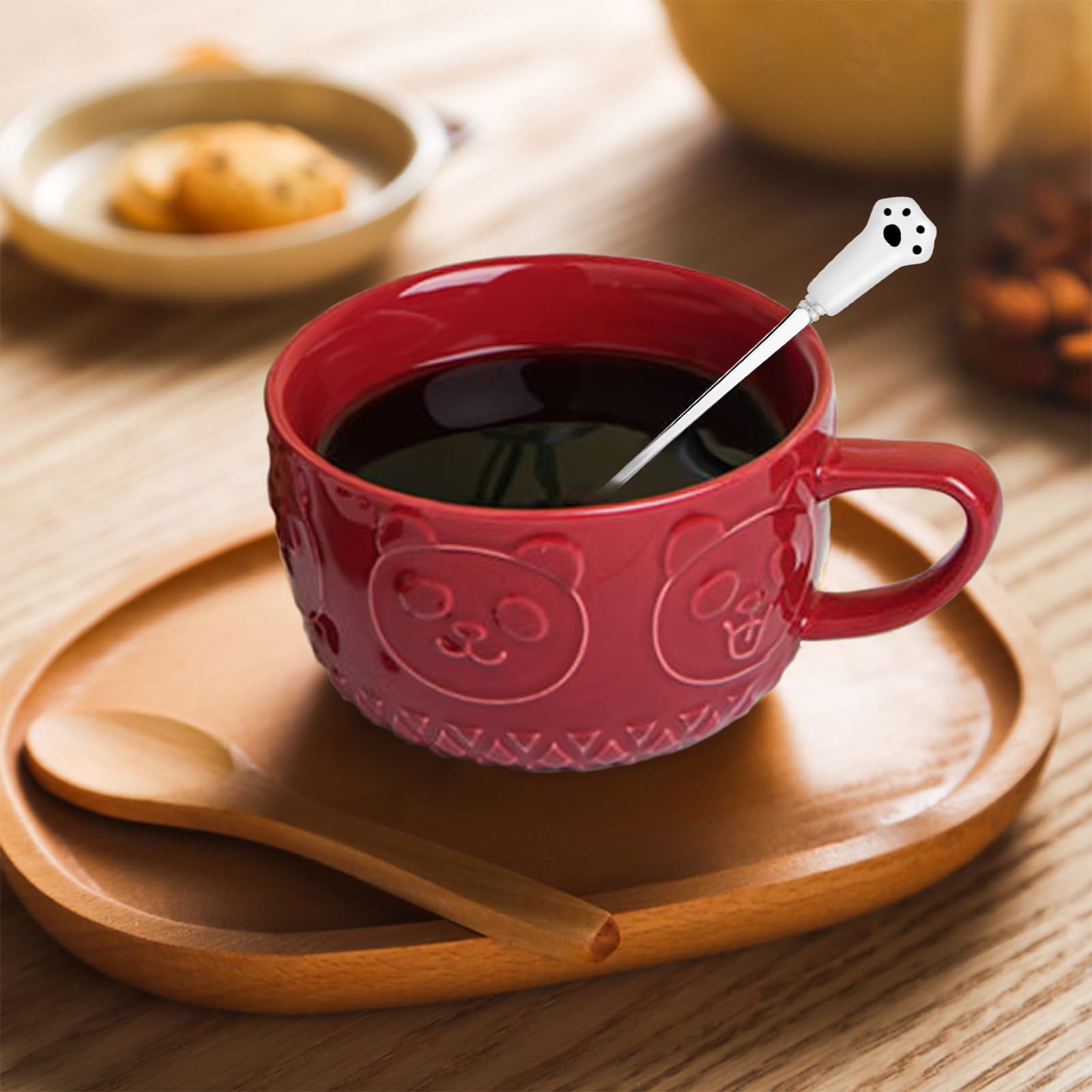 Kawaii Panda Coffee Mug with Lid - Cute Ceramic Tea Cup & Dessert Saucer Set for Women, Men, Kids - Perfect Christmas, Birthday Gift for Her, Wife, Mom, Grandma, Teacher - Ideal for Home, Office & Coffee Lovers