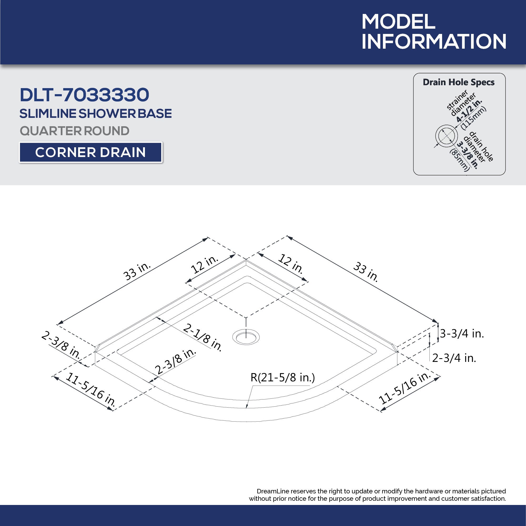 DreamLine Prime 33x33x76.75 Inch Sliding Shower Enclosure Kit with Acrylic Backwall & Frosted Glass - Perfect for Modern Bathroom Renovation & Space-Saving Design