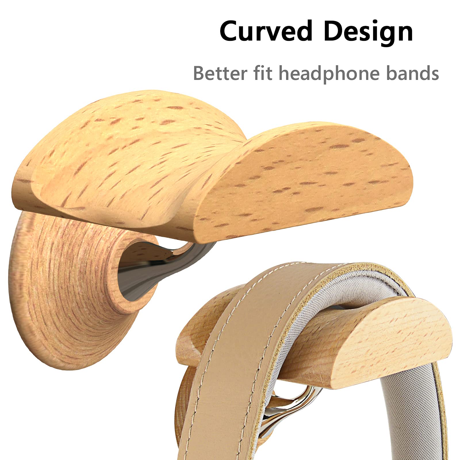 Geekria Wooden Headphone Wall Mount Holder - Universal Over-Ear Headset Hanger for Apple AirPods Max, Sony WH-1000XM5/XM4, Bose QC45/QC35 - Space Saving Headphone Organizer for Home Office, Gaming Setup & Studio Decor