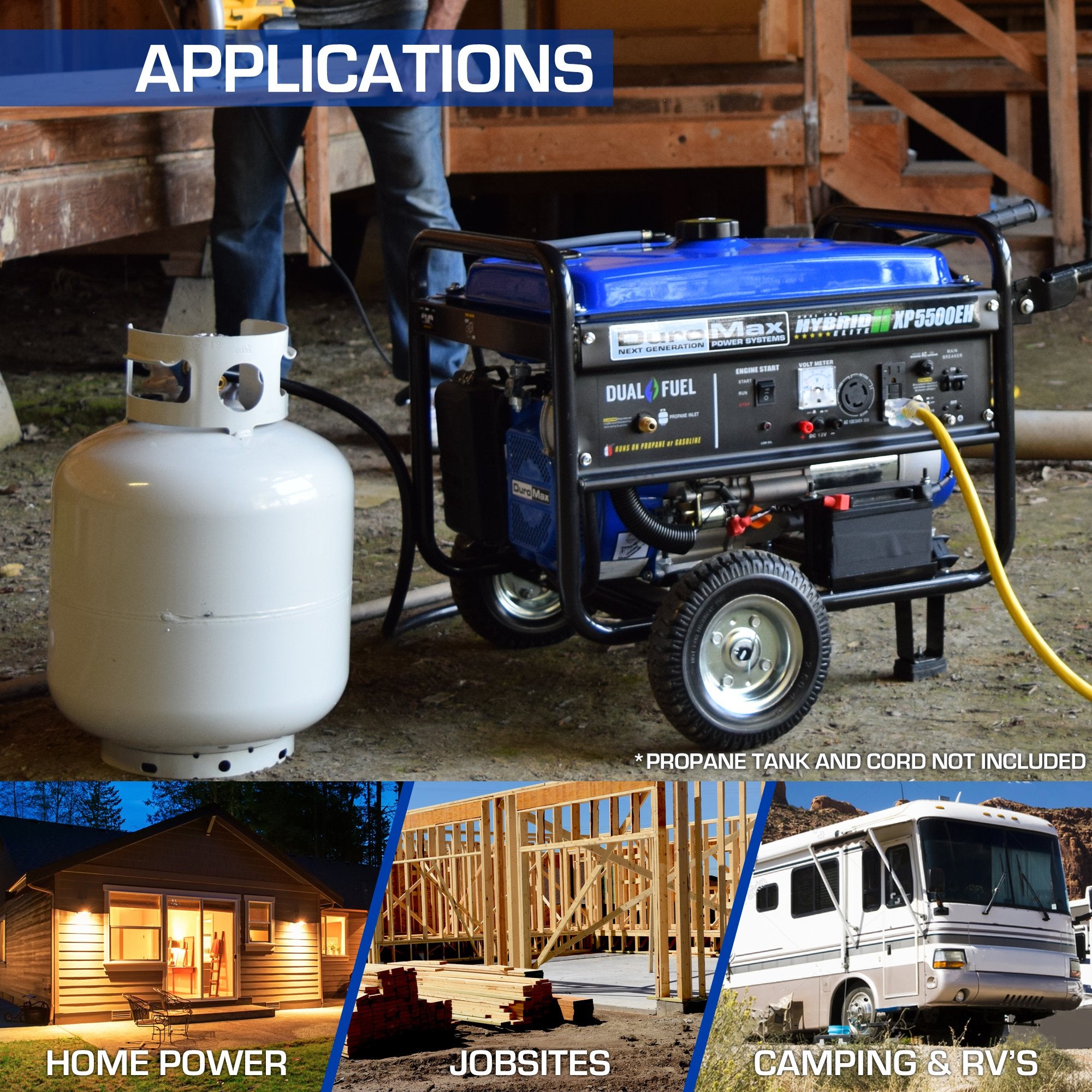 DuroMax XP5500EH 5500W Dual Fuel Portable Generator with Electric Start - Gas & Propane Powered for Camping, RV, Home Backup Power & Emergency Use