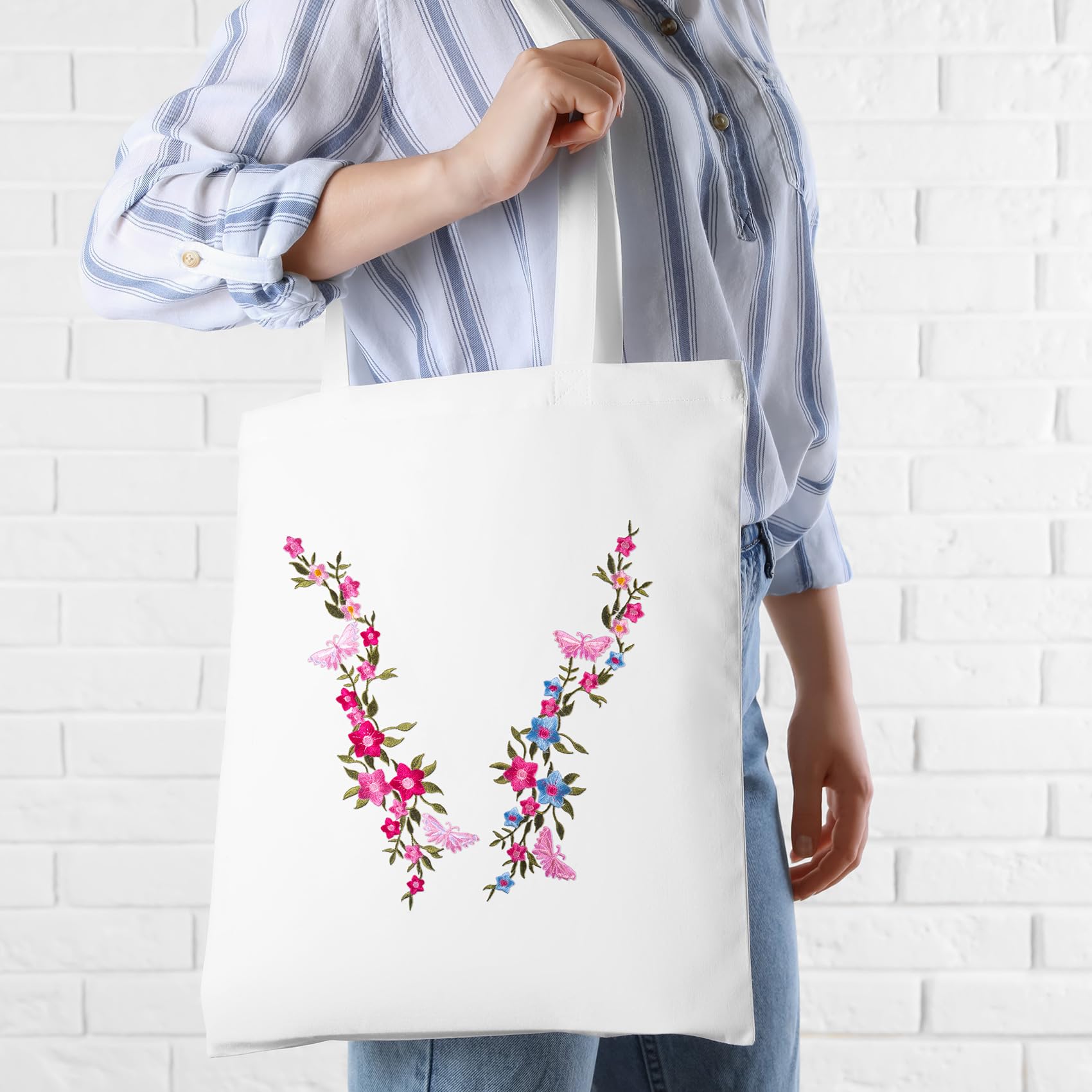 CHANZET 4pcs Butterfly Flower Iron On Patches - Embroidered Floral Applique for Clothes, Dresses & DIY Crafts | Perfect for Jackets, Jeans, Bags & Home Decor