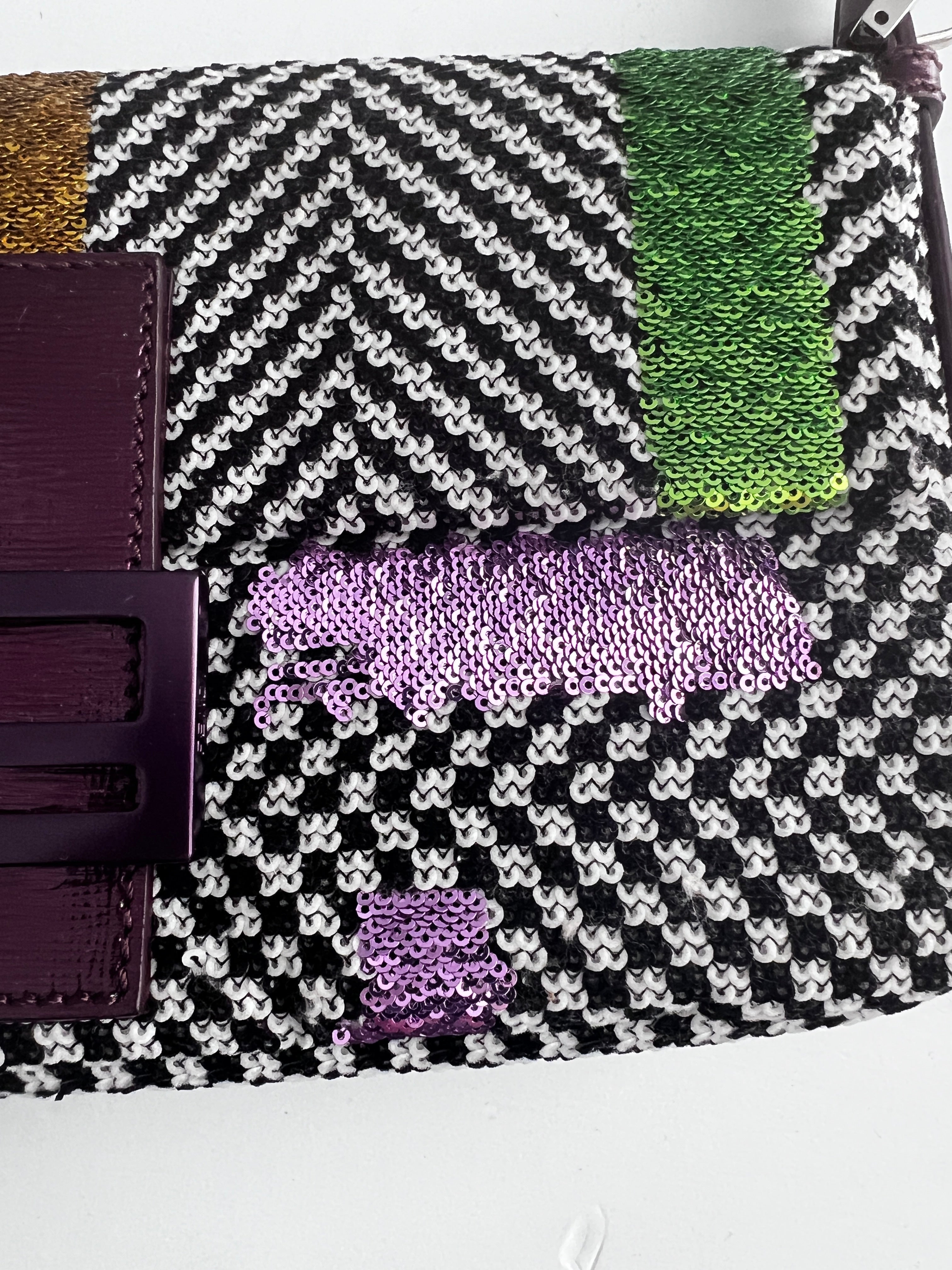 Fendi Colorful Sequin Tweed Baguette Bag - Stylish Shoulder Bag for Women, Perfect for Parties, Weddings & Evening Events