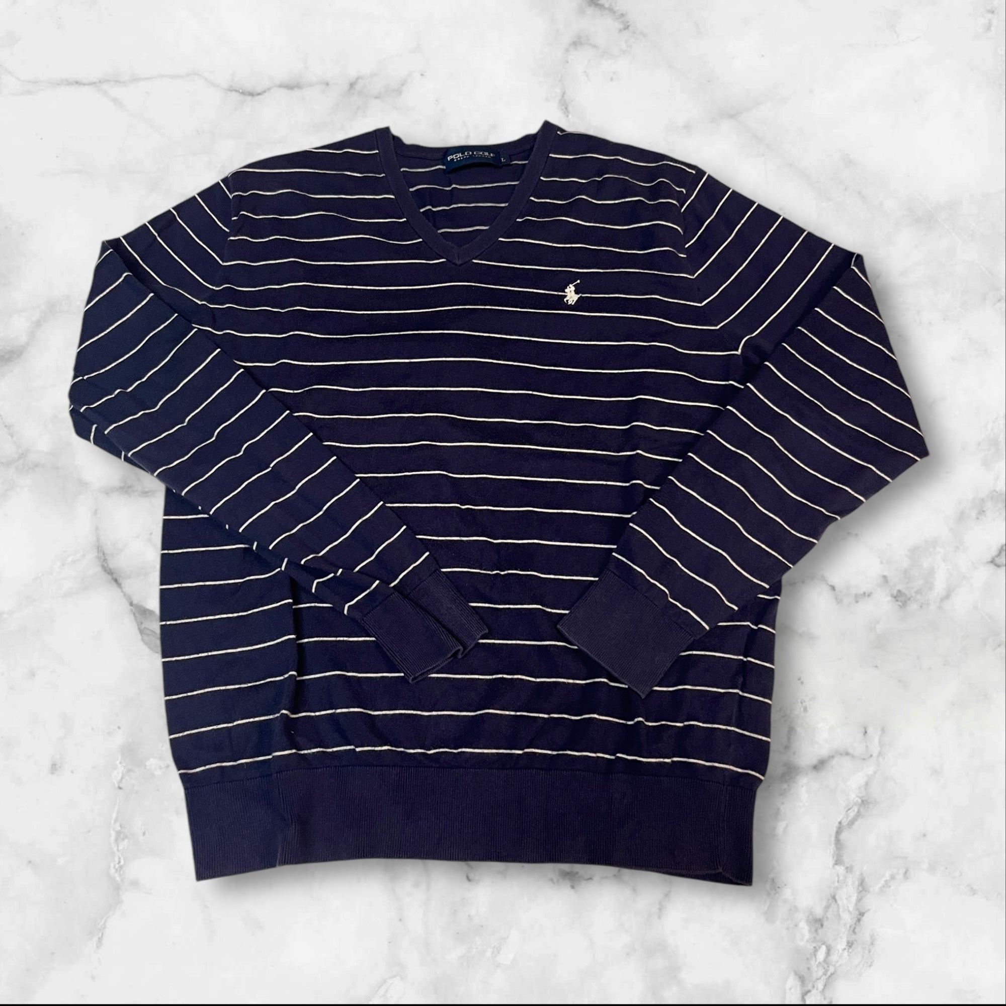 Vintage Ralph Lauren Polo Pullover Sweater for Men - Classic Cotton Knit Casual Crewneck (Size M/L) - Perfect for Fall Layering, Office Wear & Weekend Outfits