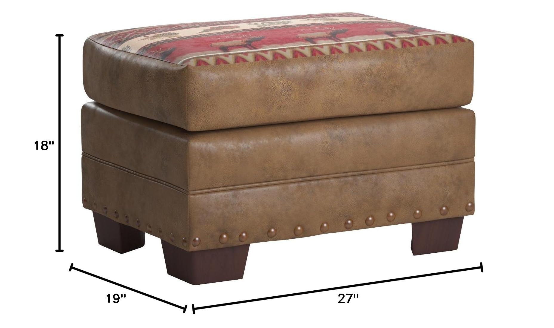8500-10 Sierra Lodge Brown Ottoman - Classic American Furniture for Living Room, Bedroom & Home Decor | Comfortable Footrest & Stylish Accent Piece