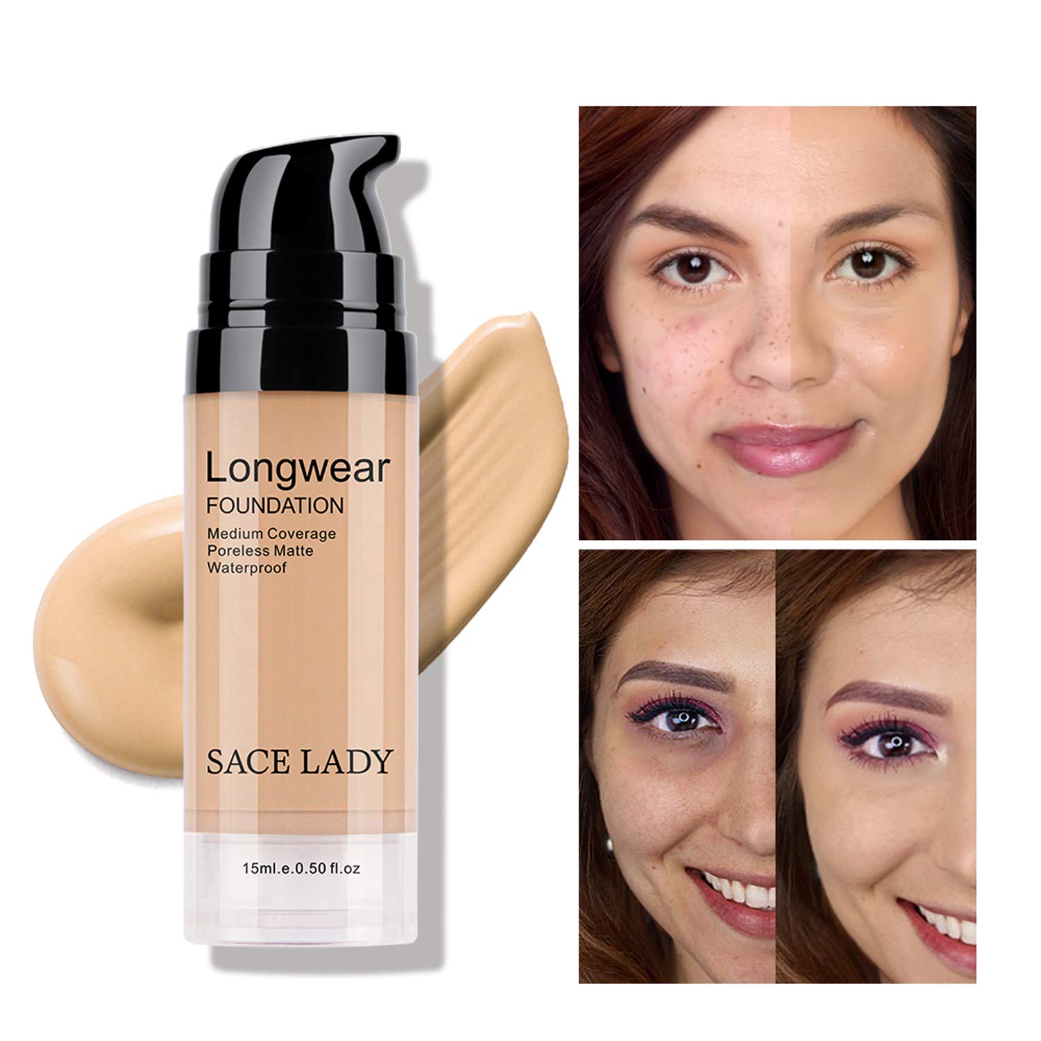 Flawless Matte Foundation & Full Coverage Concealer Set - Oil Control Loose Powder & Makeup Sponge Kit (4Pcs) | Waterproof Long-Lasting Natural Cosmetics for Women | Perfect for Daily Wear, Special Occasions & Photo Shoots