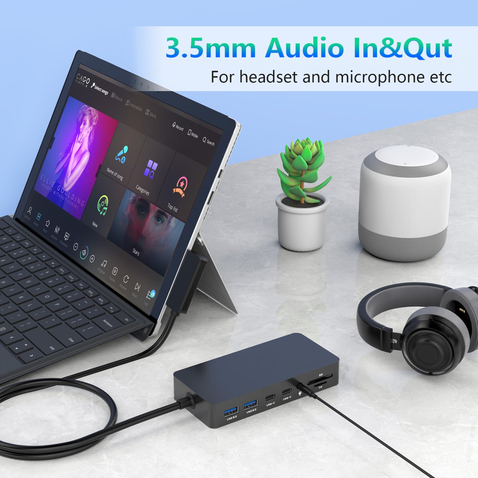 Microsoft Surface Dock Triple Monitor Docking Station - 12-in-1 USB-C Hub with Dual HDMI & VGA Ports, Power Adapter - Compatible with Surface Pro 11/10/9/8/X/7/6/5/4/3, Surface Laptop 7/6/5/4/3/2/1, Surface Book & Laptop Go 3/2 - Perfect for Home Office, Gaming & Multi-Screen Productivity