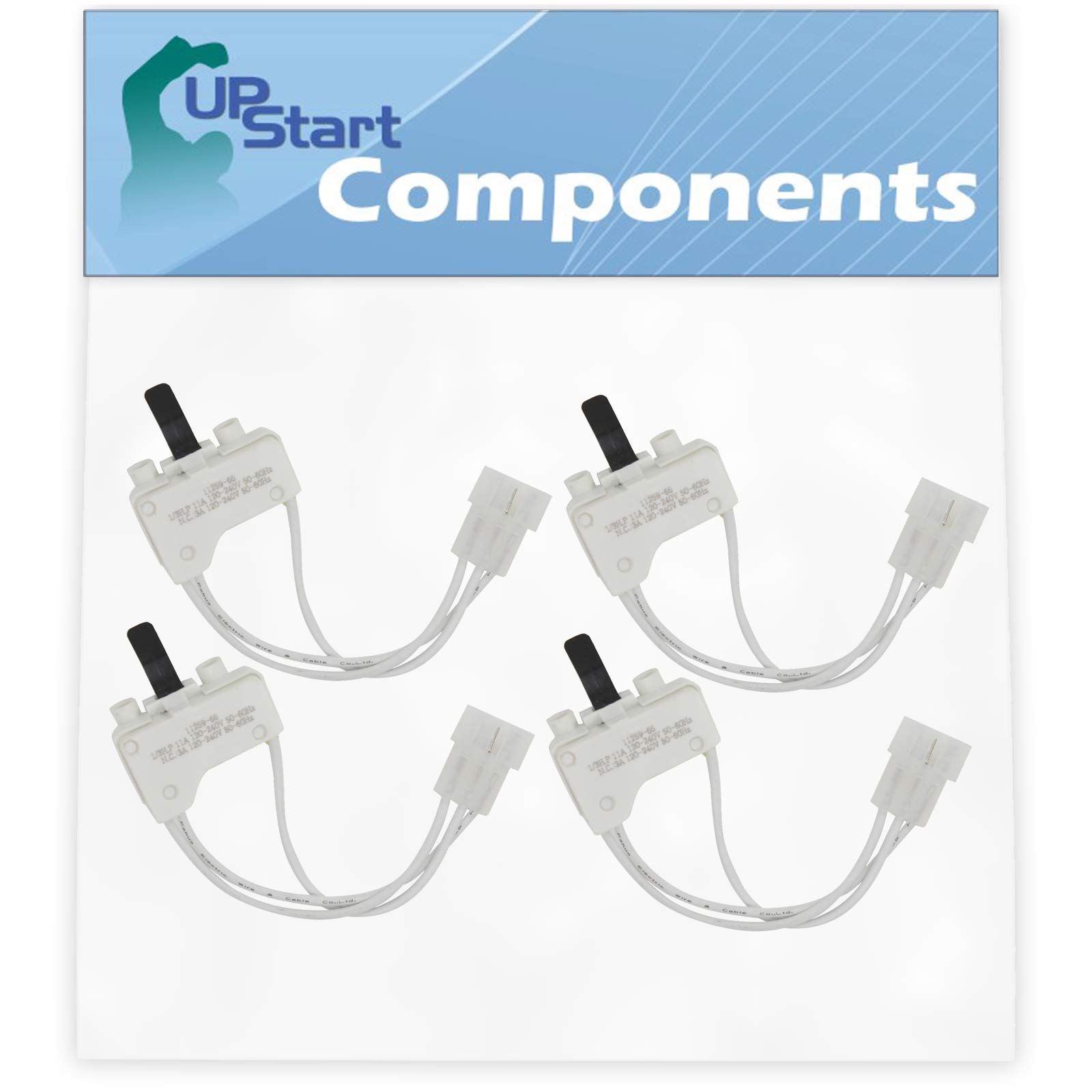 4-Pack Dryer Door Switch Replacement for Whirlpool 3RLEQ8000KQ2 Dryer - Compatible with WP3406107 & 3406109 - UpStart Components Brand - Perfect for DIY Appliance Repair and Laundry Room Maintenance