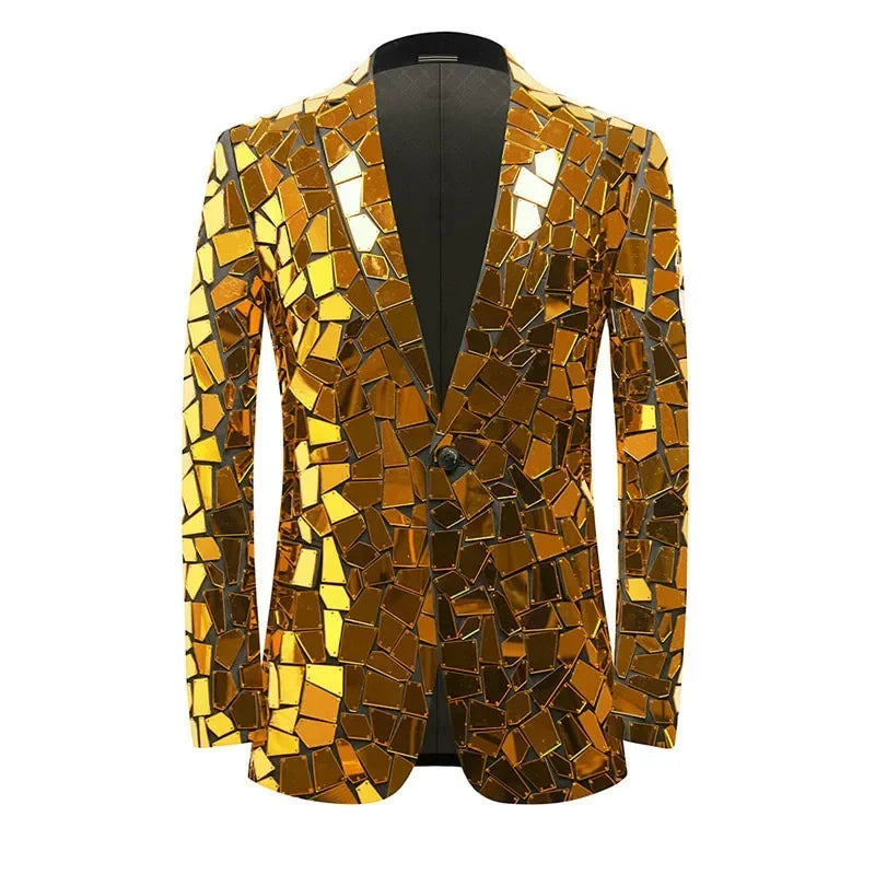 Men's Designer Mirrored Tuxedo Blazer - Embroidered Party Jacket for Festivals & Special Occasions | Perfect for Weddings, Prom Nights & Costume Parties