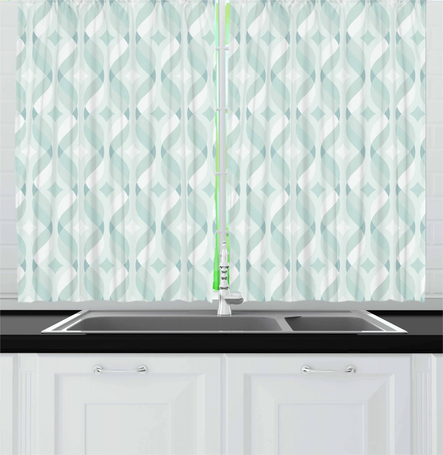 Ambesonne Seafoam Geometric Kitchen Curtains - 55
