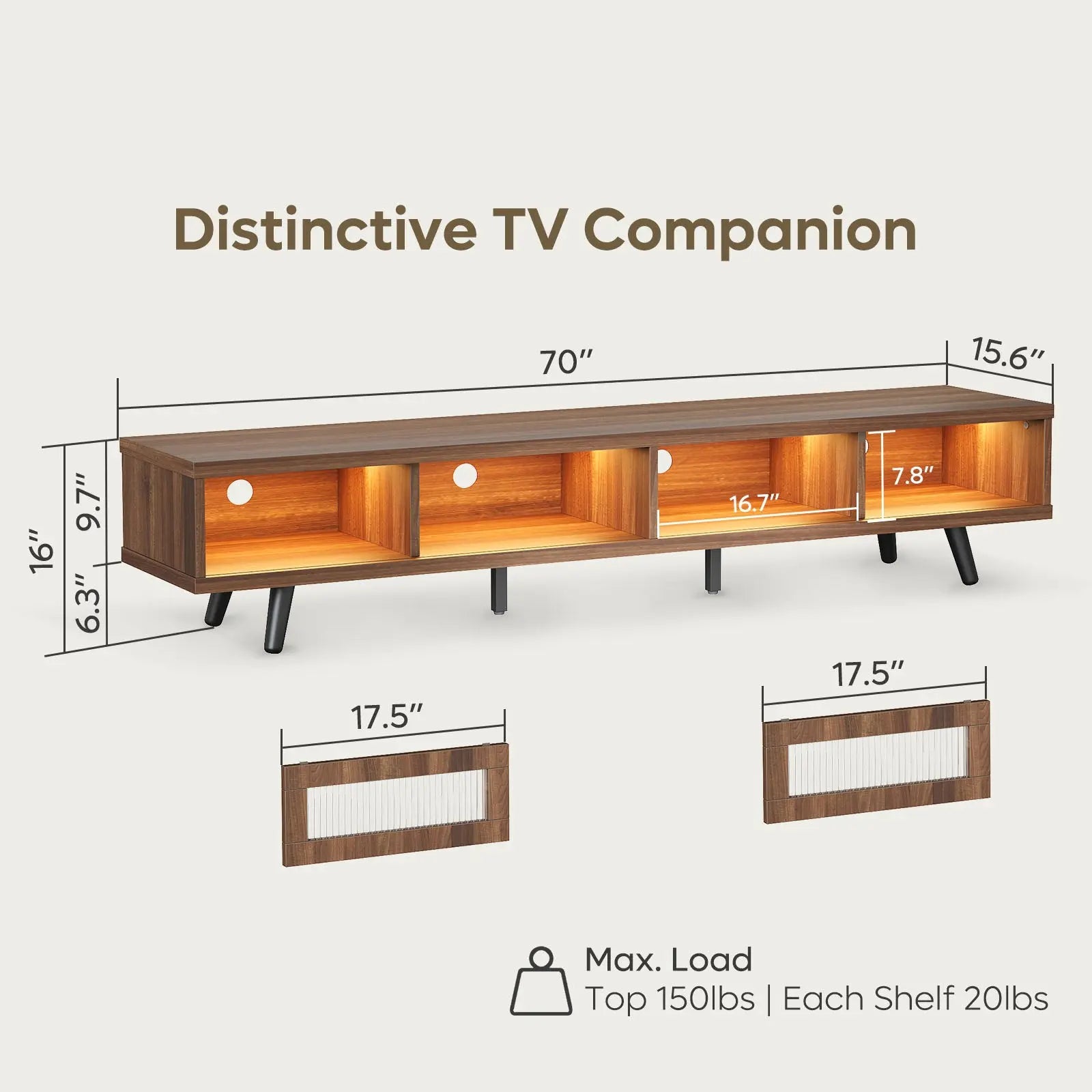 Bestier 70 Inch LED Modern Low Profile TV Stand with Storage - Slim Entertainment Center for Living Room, Bedroom & Home Theater - Perfect for Mounting Flat Screen TVs & Organizing Media Devices
