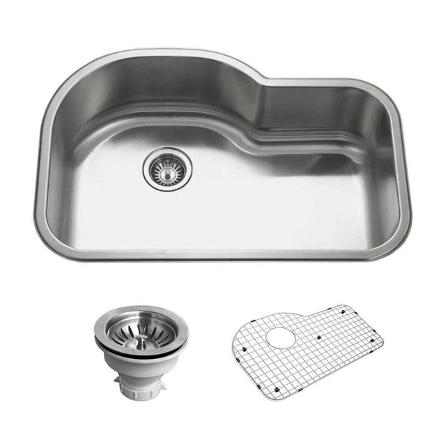 Houzer Belleo Series 31 Stainless Steel Drop-in Topmount Single Bowl Offset Kitchen Sink - Perfect for Modern Kitchens, Small Spaces & Dishwashing Convenience