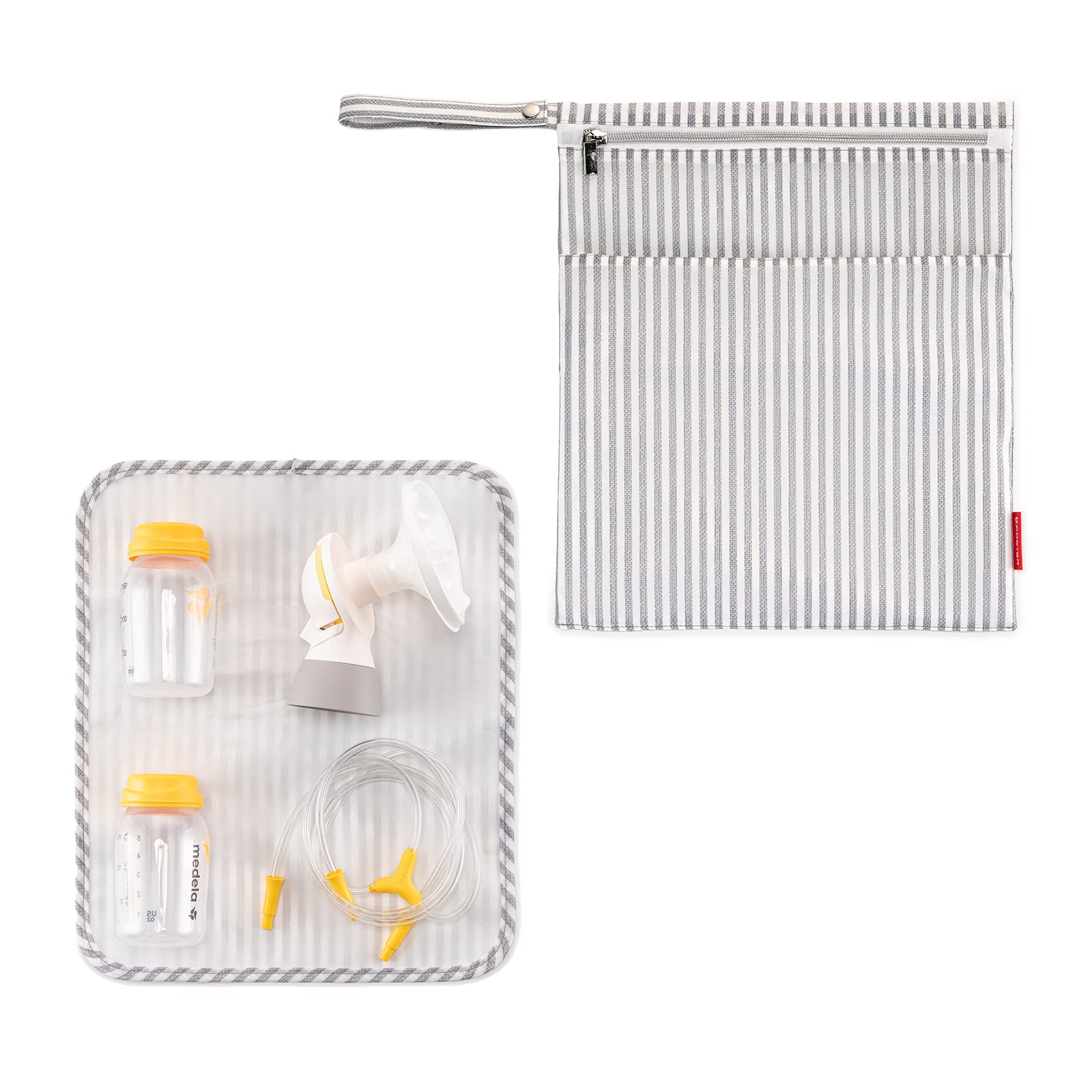 Waterproof Wet Dry Bag for Breast Pump Parts Storage - Portable Pump Accessories Organizer with Place Mat & Straps - Ideal for Working Moms Pumping at Office, Travel or On-the-Go