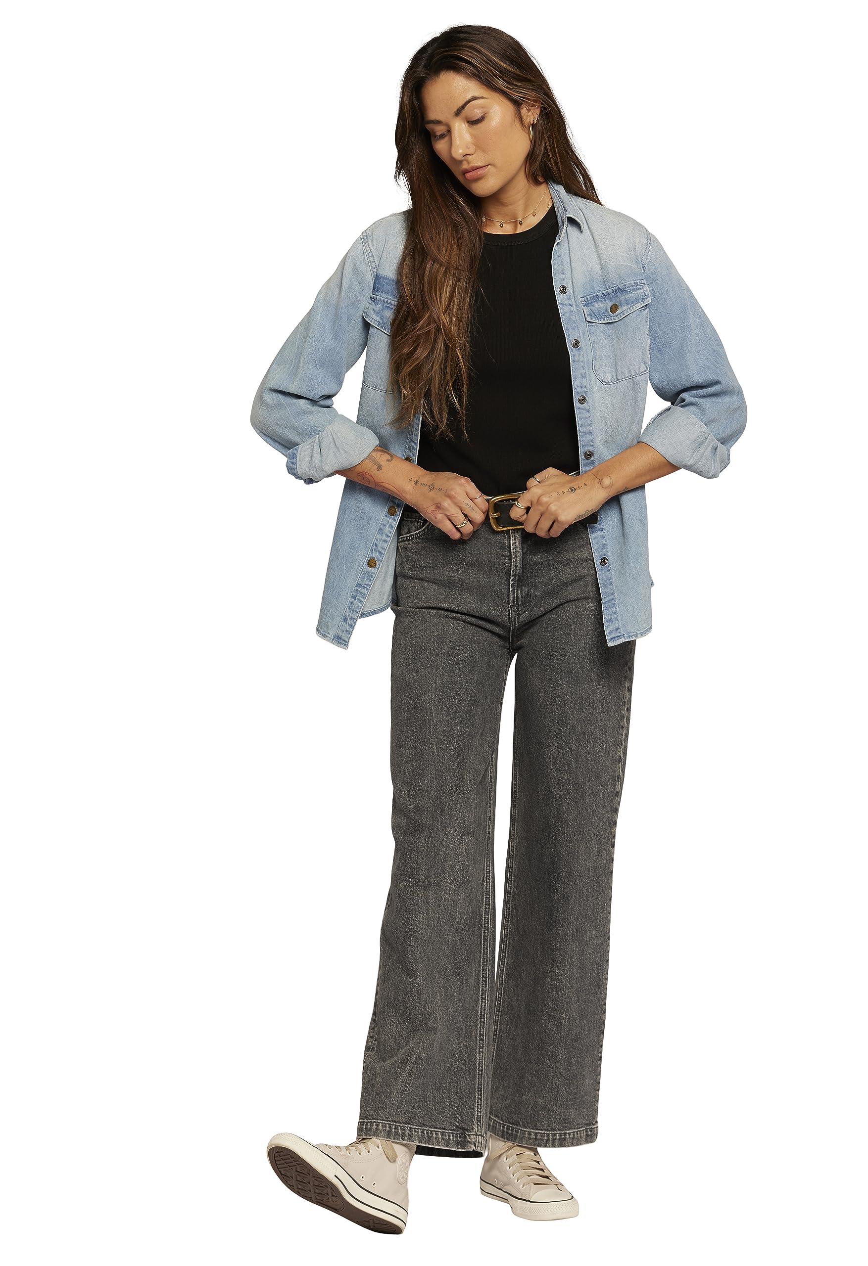 Current/Elliott Women's High Rise Wide Leg Denim Pants - The Navigator Stretch Jeans for Casual & Office Wear | Comfortable Fashion Pants for Everyday Style
