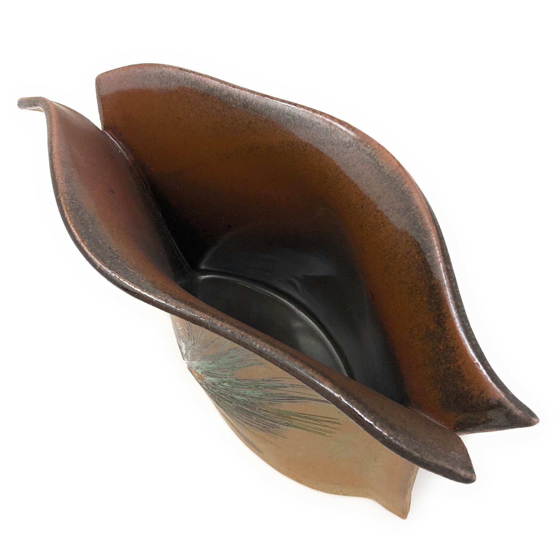 Pine Branch Pocket Vase - Small Ceramic Utensil Holder for Kitchen Countertop - Perfect for Organizing Spoons, Forks & Cooking Tools (Natural Wood Grain Design) - Great for Home, Office or Wedding Decor
