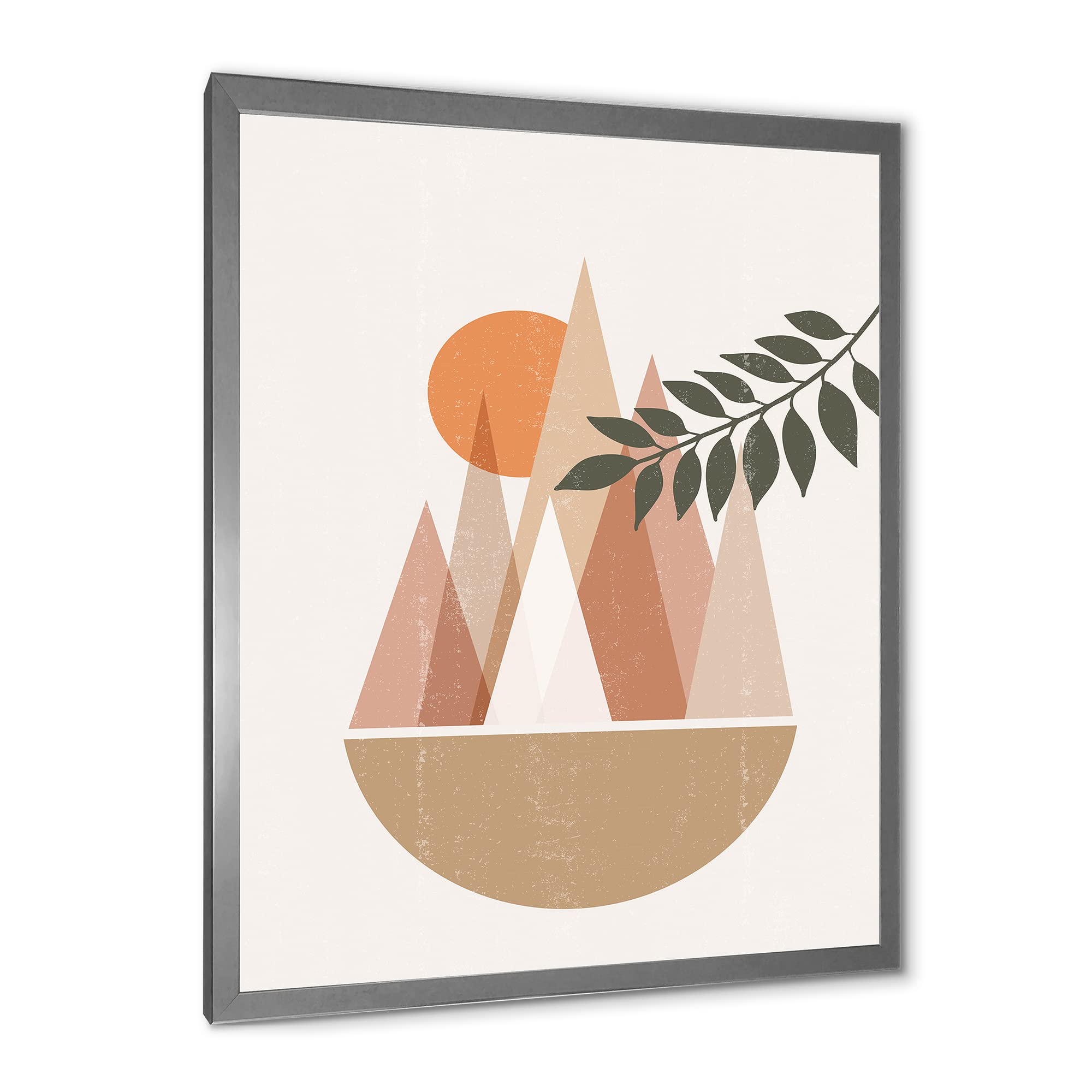 Abstract Sun and Moon Mountain Landscape Painting - Modern Framed Wall Art Decor for Living Room, Bedroom & Office