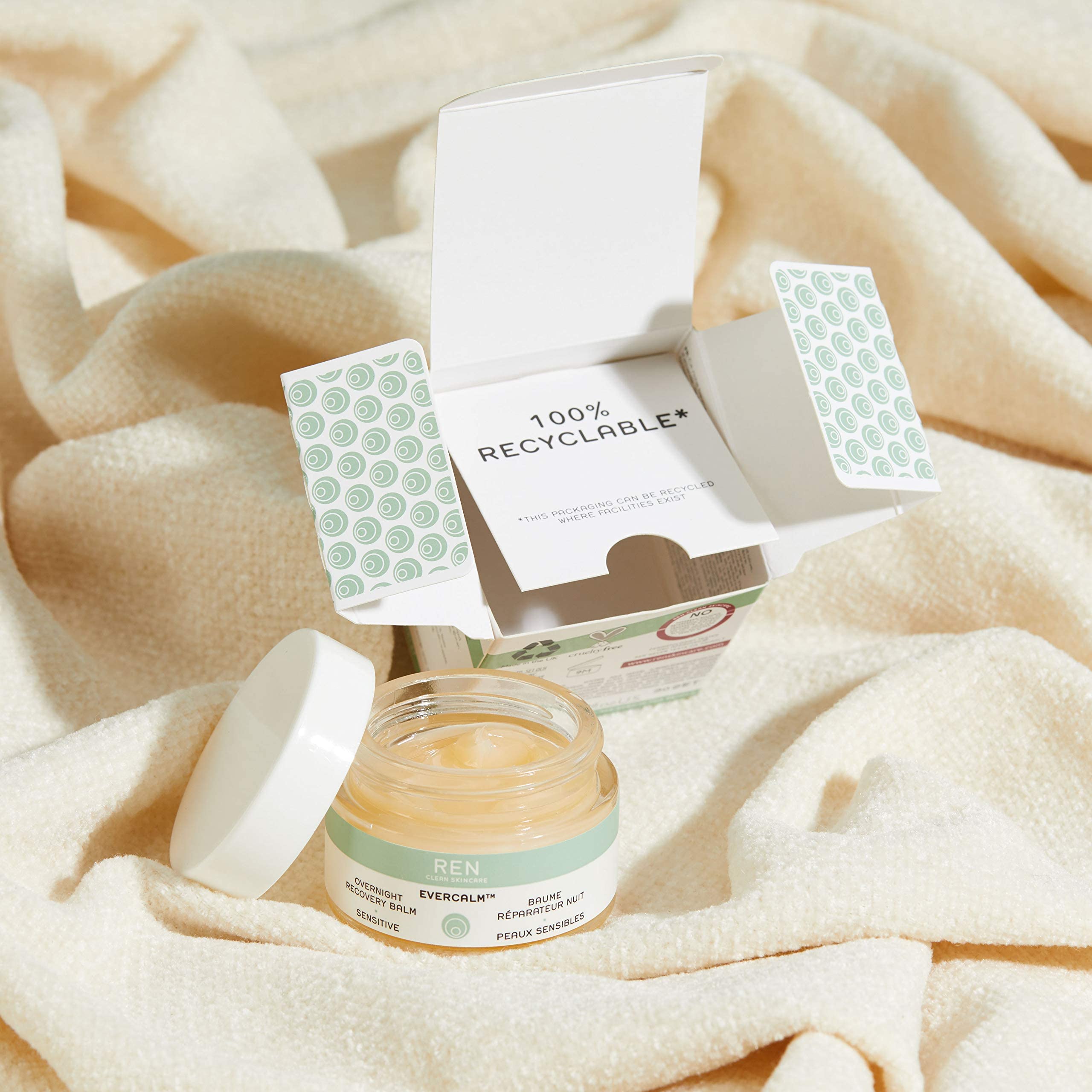 REN Clean Skincare Night Routine Set - Jelly Oil Cleanser & Evercalm Overnight Recovery Balm with Hydrating Omega 3 & 6 Antioxidants | Gentle Makeup Remover, Face Wash & Moisturizer for Dry & Sensitive Skin | Perfect for Evening Skincare & Post-Makeup Recovery