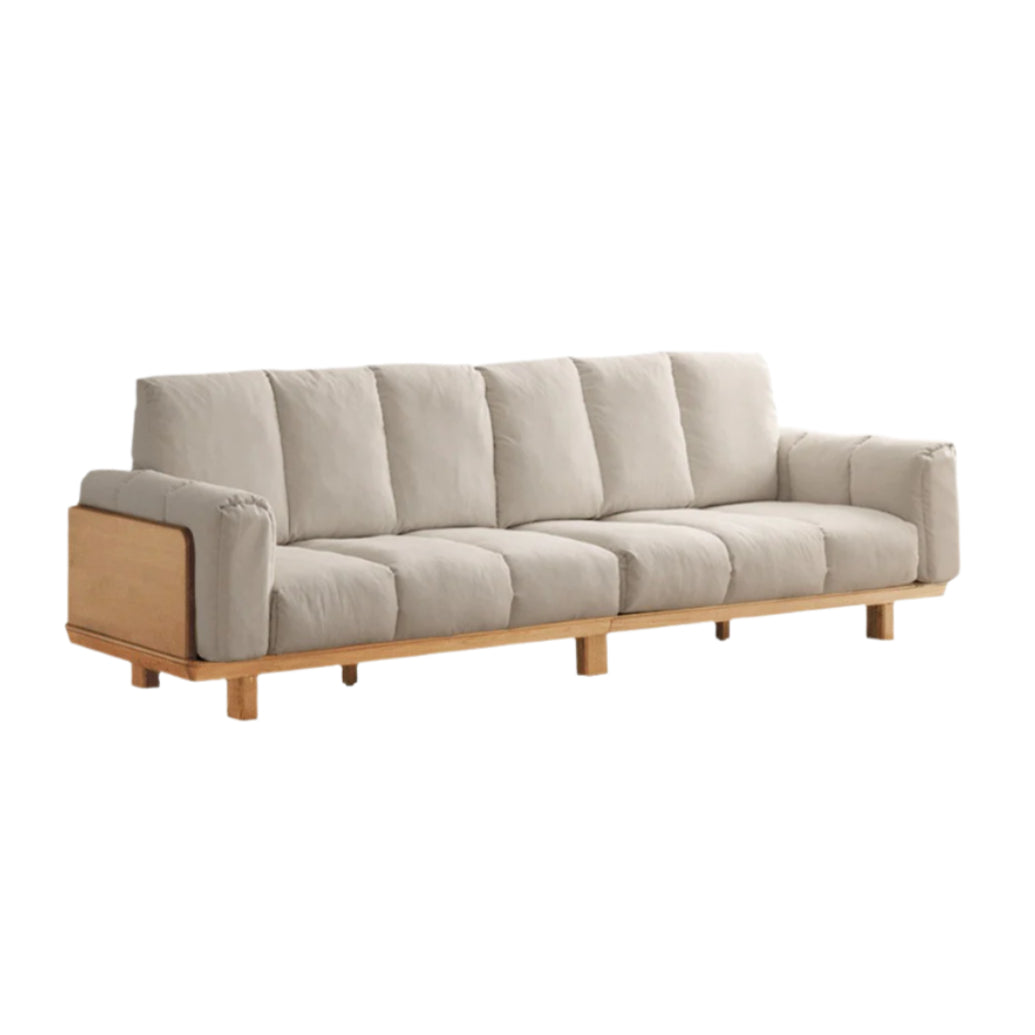 117.3x35.4x36.2 inch / 298x90x92 cm / natural wood color / ash sofa imitation cotton and linen gravel white