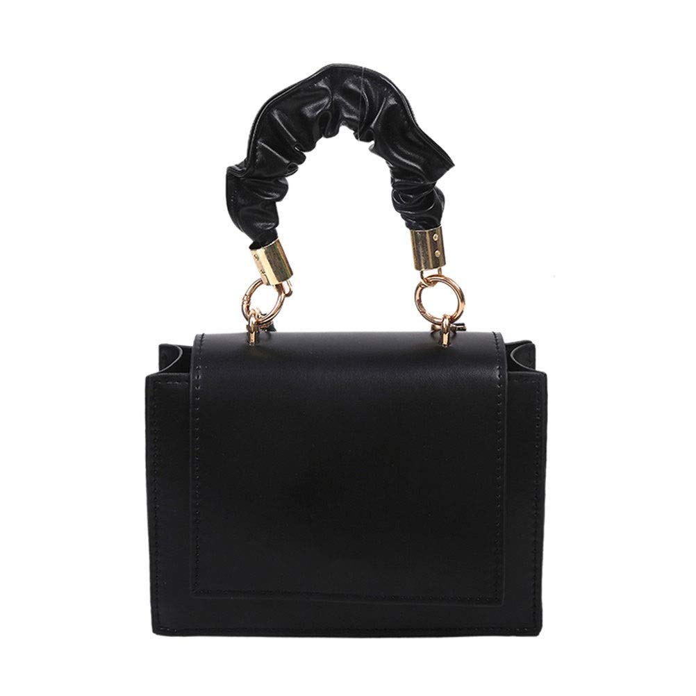 Premium Genuine Leather Messenger Bag for Women - Thick & Durable Crossbody Shoulder Bag with Adjustable Strap, Stylish Pleated Design, Solid Black Color - Perfect for Work, Travel & Everyday Use