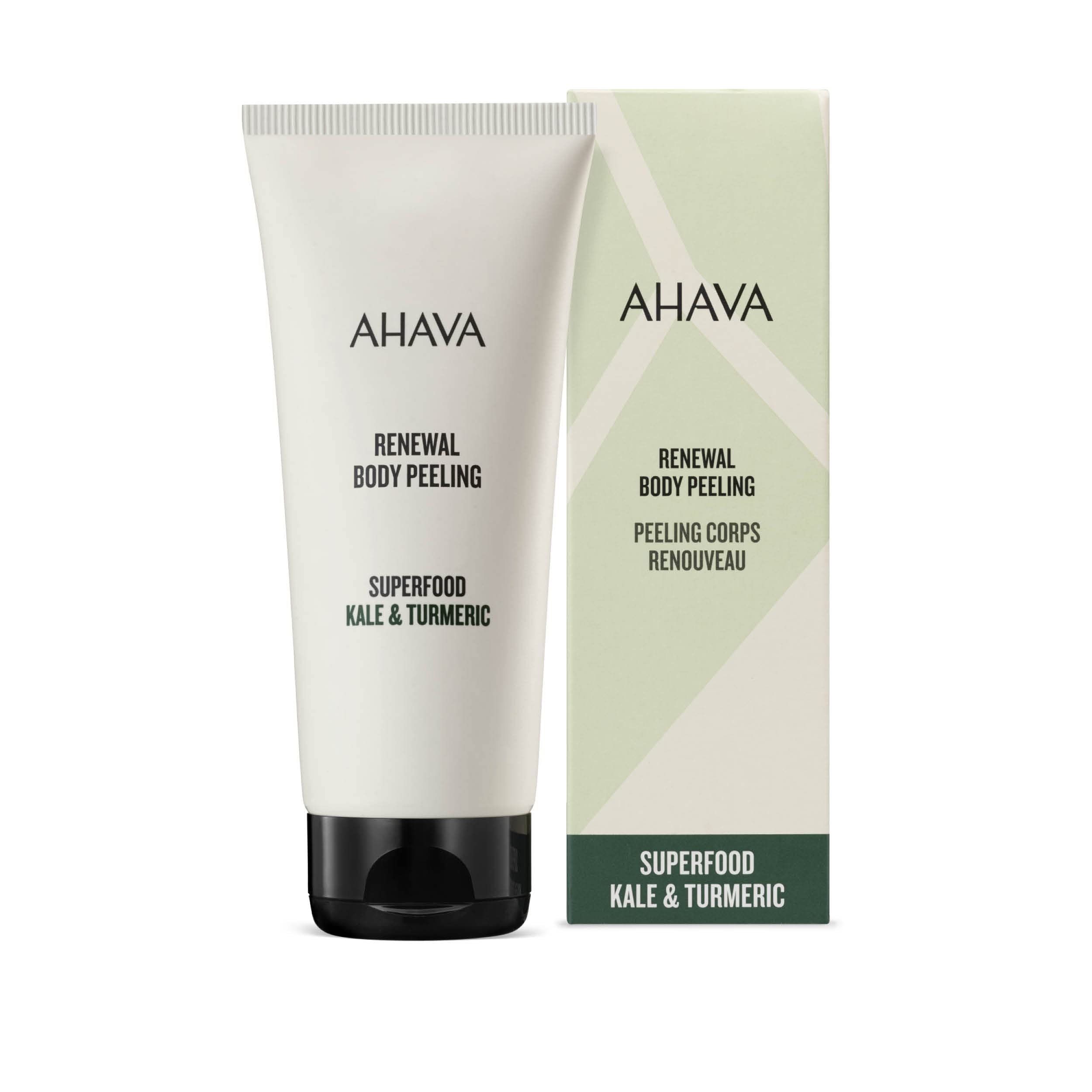 AHAVA Renewal Body Scrub with Kale & Turmeric - Exfoliating Dead Skin Cells, 200ml - Spa Quality Skincare for Smooth, Glowing Skin at Home