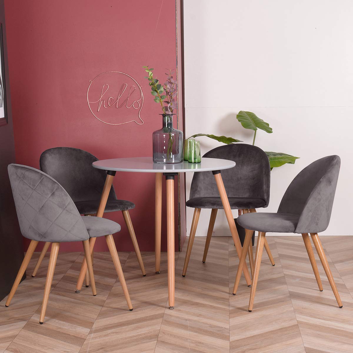 CozyCasa Modern Velvet Dining Chairs Set of 2 - Grey Upholstered Armchairs with Comfortable Seat for Living Room, Kitchen & Guest Room | Perfect for Dinner Parties, Home Decor & Accent Seating
