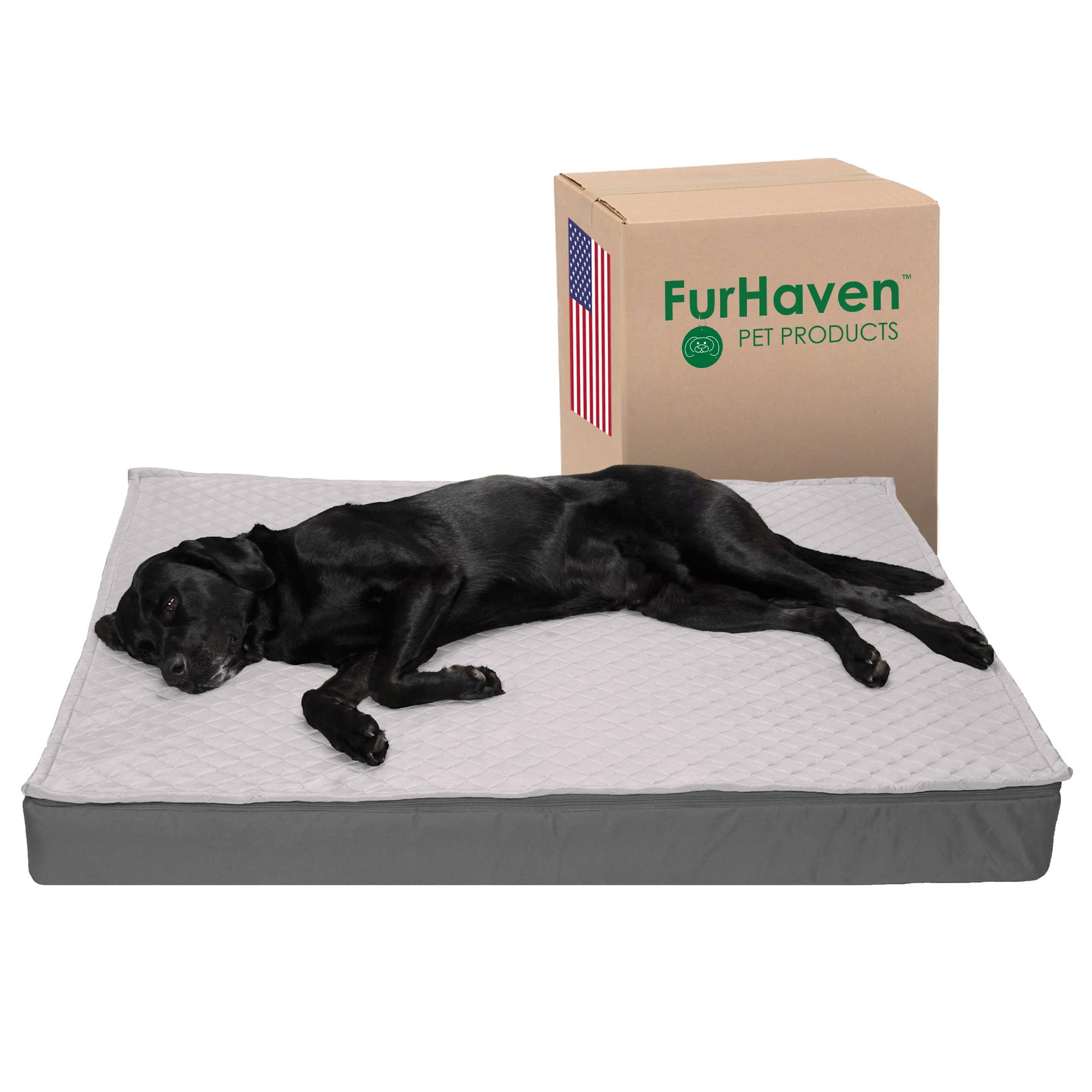 Furhaven Orthopedic Dog Bed for Large Dogs - Water-Resistant, Washable Cover - Indoor/Outdoor Use - XXL Gray