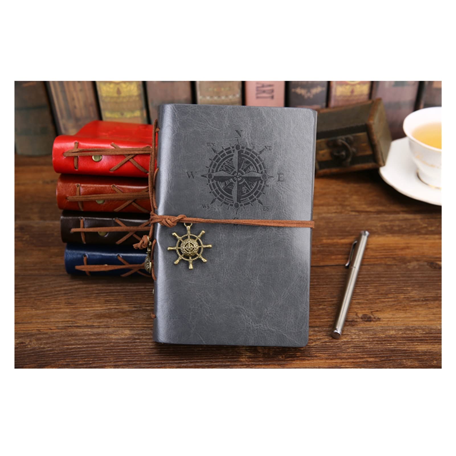 Vintage PU Leather Spiral Notebook - Retro Travel Journal, Replaceable Notepad, Small 105x145mm, Perfect Gift for Writing & Note-Taking - Ideal for School, Office, Travel & Daily Use (Color: C)