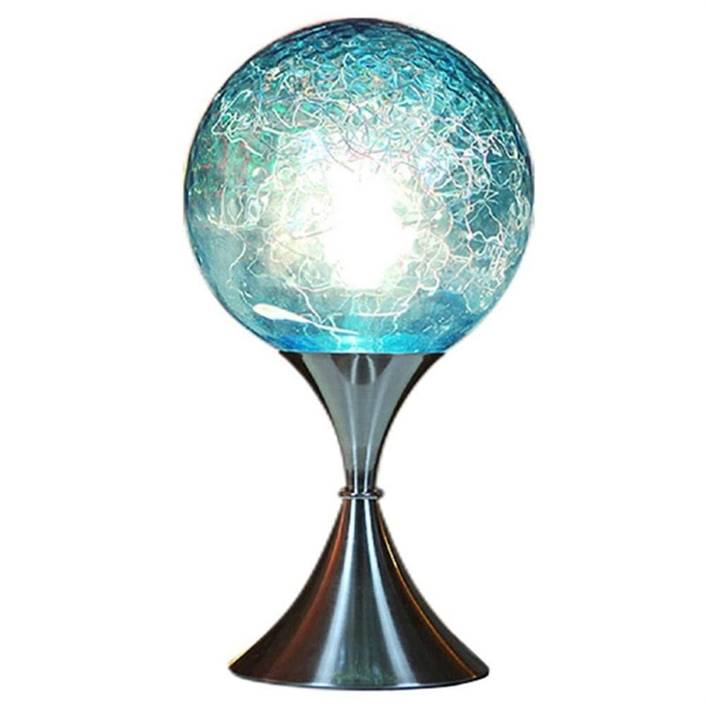 Modern Blue Spherical Glass LED Table Lamp - Romantic Creative Desk Light for Living Room, Bedroom, Cafe & Restaurant Decor - Energy Efficient Night Light for Kids Room & Office Desktop Lighting - Perfect for Cozy Ambiance & Decorative Accent