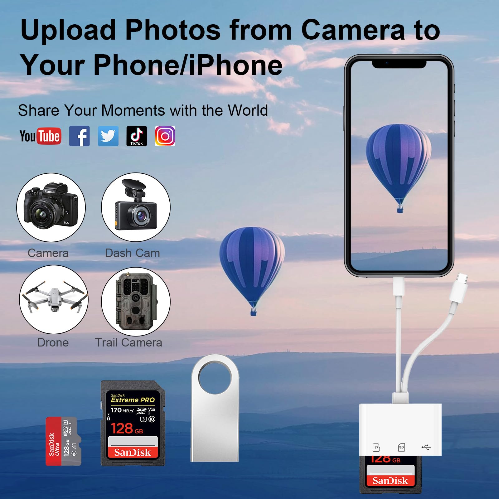 High-Speed SD Card Reader for iPhone & iPad - Dual USB C & Lightning Connector, USB 3.0 SD/Micro SD Card Adapter with OTG Support - Perfect for Photographers, Travelers & Content Creators to Transfer Photos/Videos from Cameras to Phones