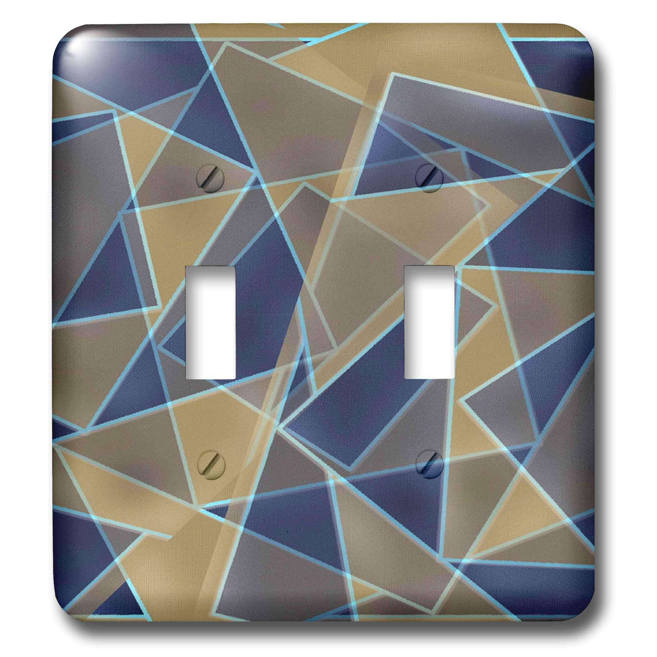 3D Rose Blue Beige Retro Geometric Double Toggle Switch - Vintage Style Wall Decor for Living Room, Bedroom & Office