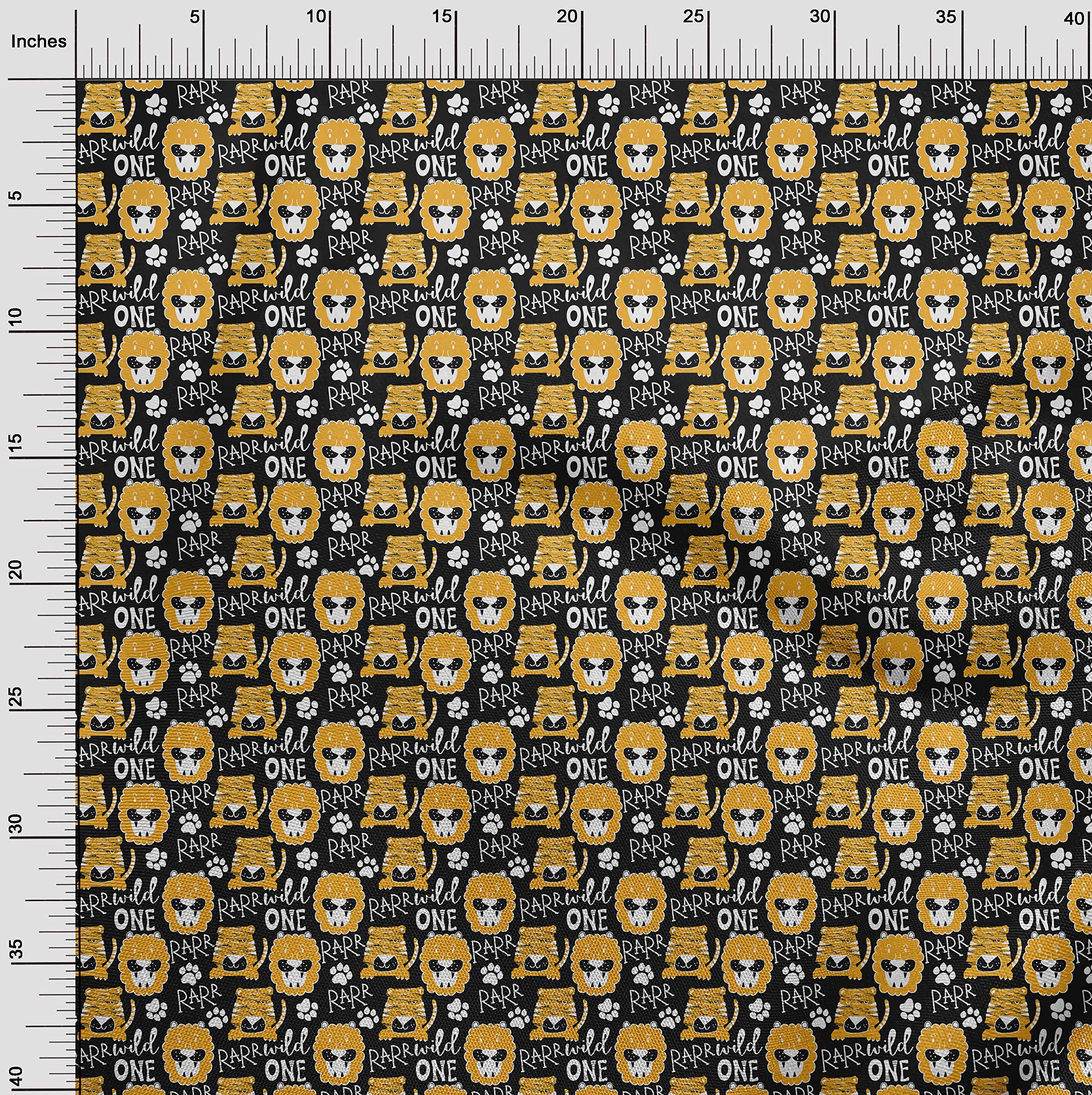 Premium 100% Cotton Poplin Black Fabric for Kids - Animal Print DIY Sewing Material by The Yard (56