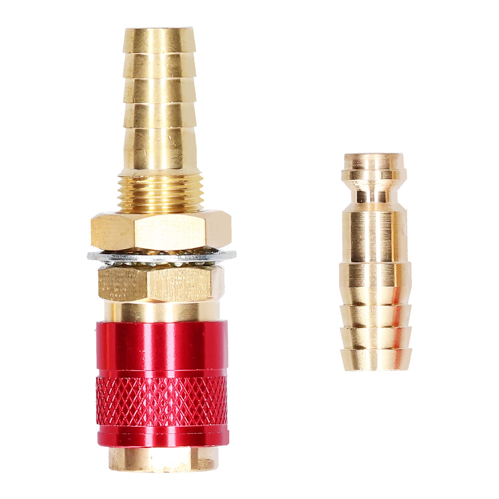 Brass M10 Quick Connector for TIG Welding Torch - Red