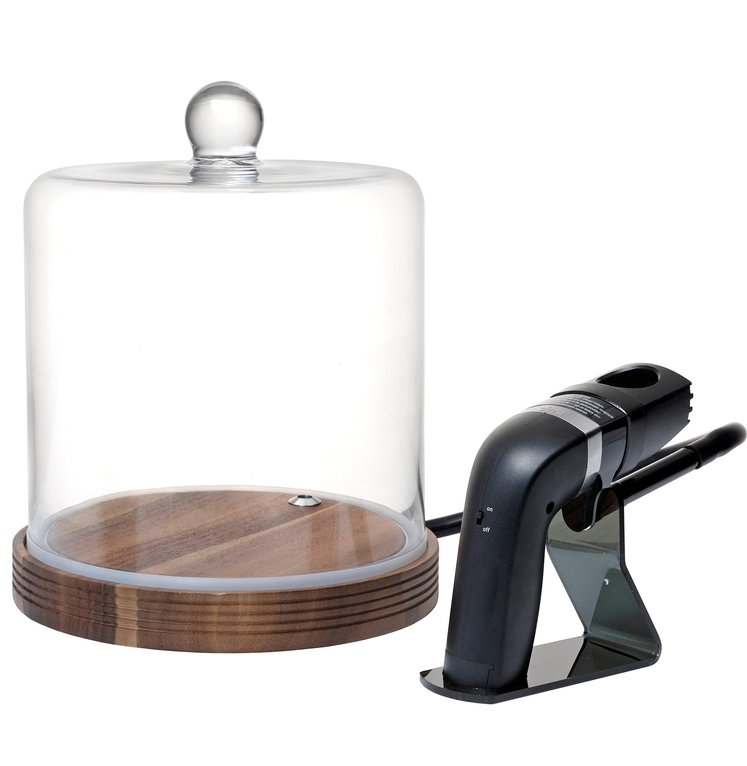 Premium Glass Smoke Cloche with Handheld Smoker & Wood Chips - Elegant Cocktail, Charcuterie & Food Display Cover - Perfect for Home Bars, Gourmet Dining & Entertaining
