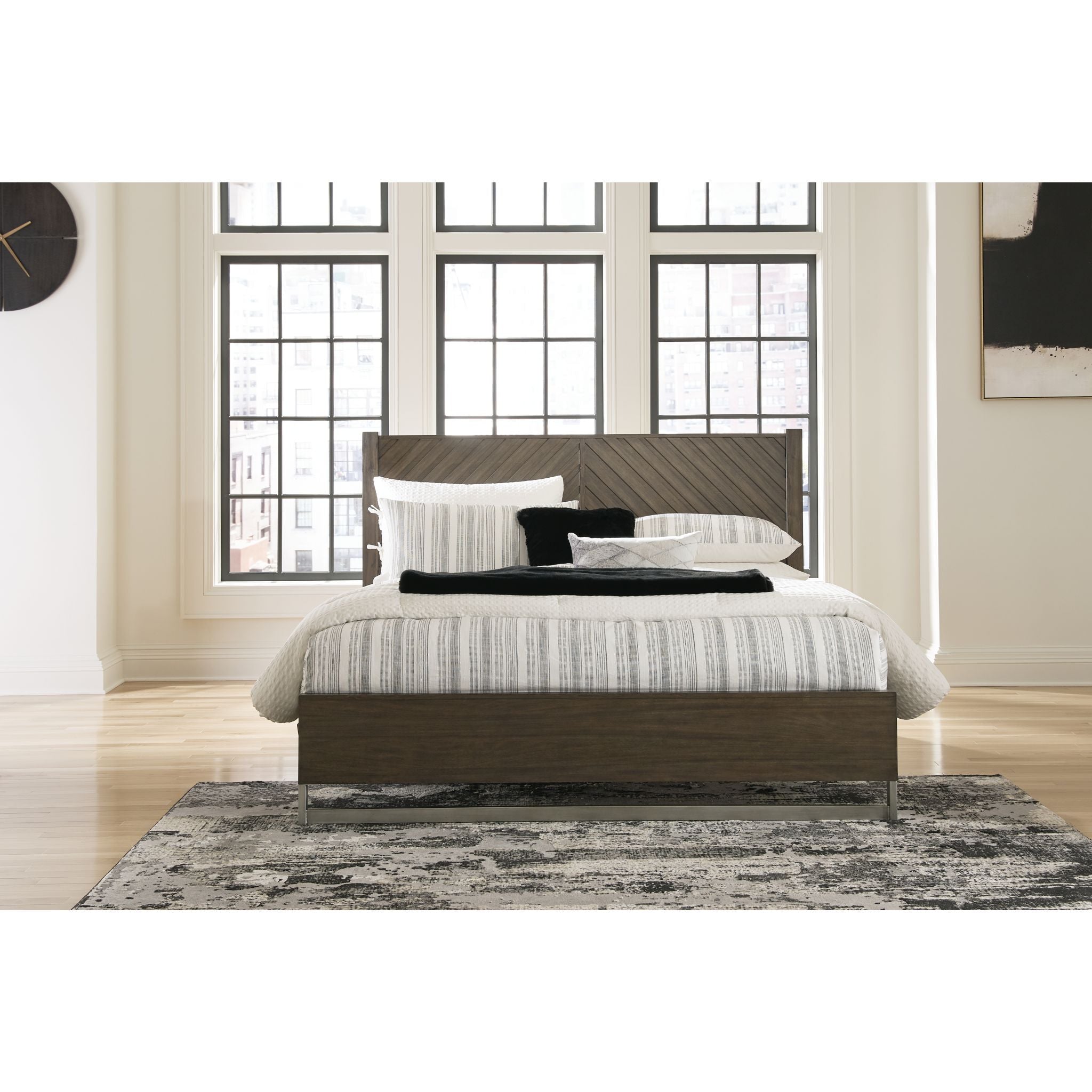 Arkenton King Panel Bed in Grayish Brown - Modern Bedroom Furniture for Master Suite & Guest Room