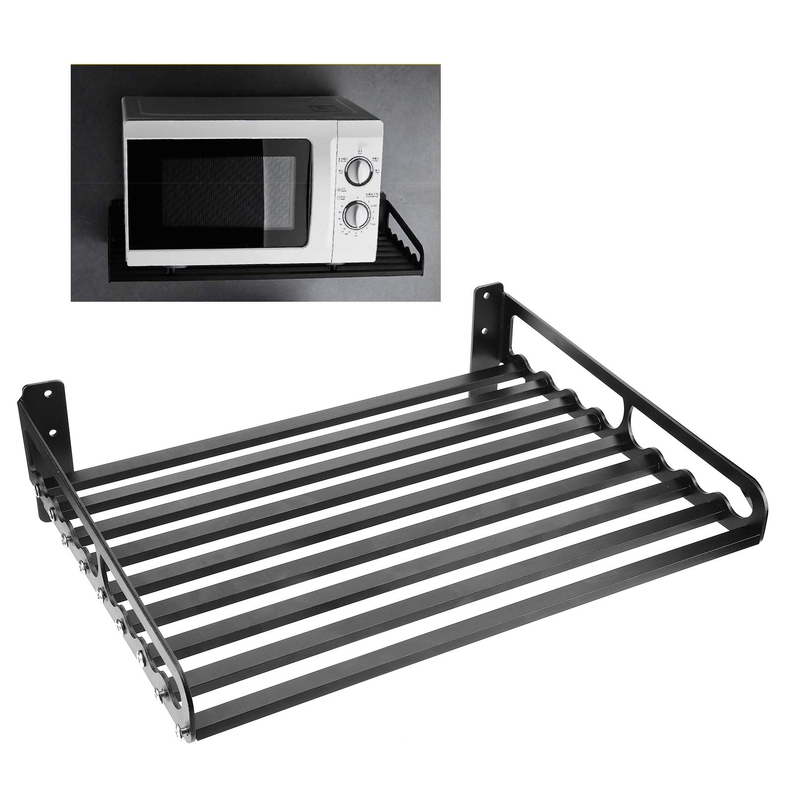 Heavy Duty Aluminum Microwave Oven Wall Mount Shelf - Commercial & Household Grade Metal Rack with Fixing Kit (50x40) - Perfect for Kitchen, Restaurant, Laundry & Small Space Organization