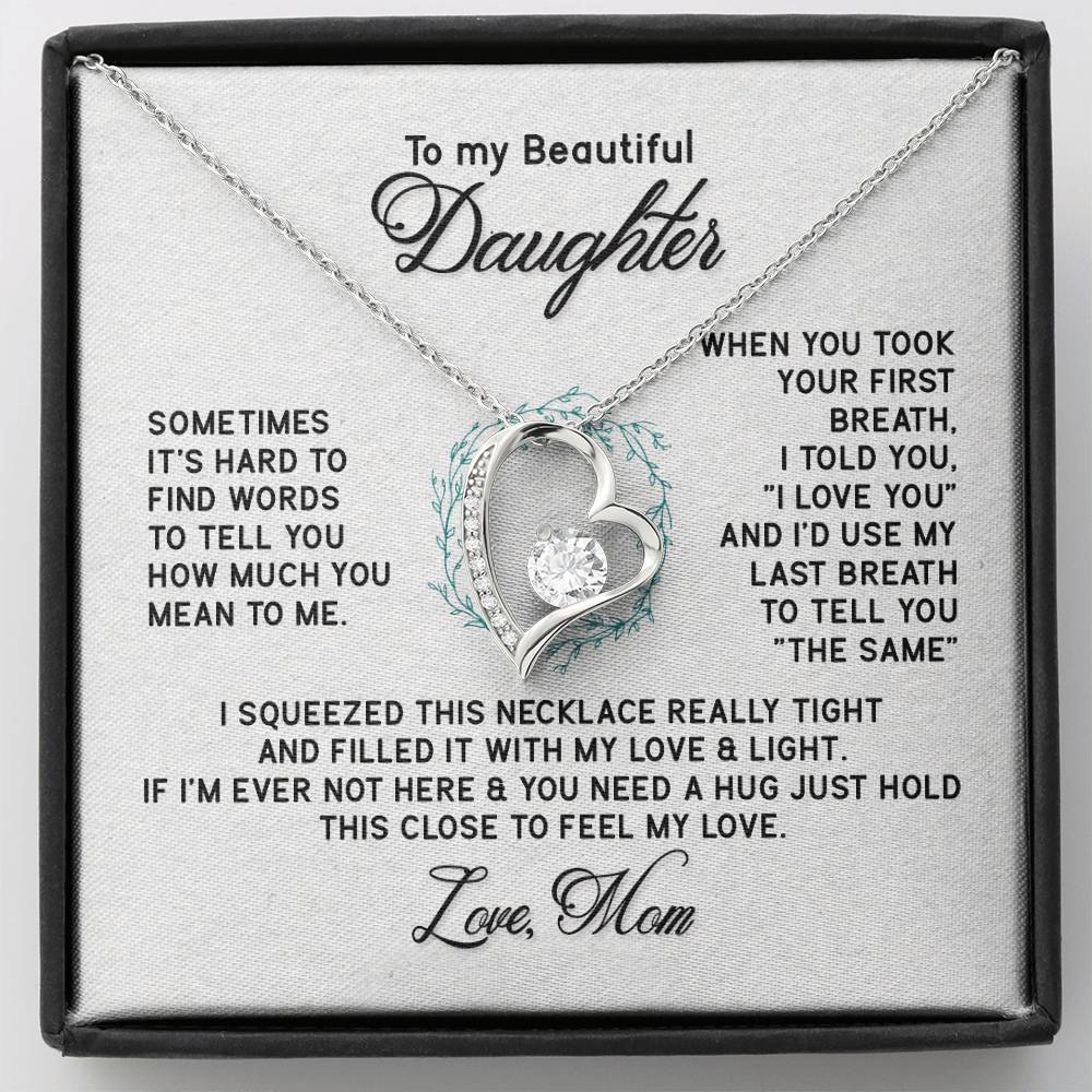 Beautiful Jewelry Necklace for Daughter - Thoughtful Gift from Mom in White or Yellow Gold Finish - Perfect for Birthdays, Graduation & Special Occasions